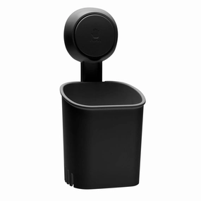 Bath Bliss Gel Suction Toothbrush Holder in Matte black - 3.7" x 3.6" x 7.7" toothbrush holder,bathroom cup,bathroom organizer