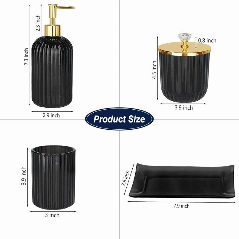Bathroom Accessories Set, 4 Pcs Glass Bathroom Accessory Sets - 9.88 x 9.84 x 4.8 inches