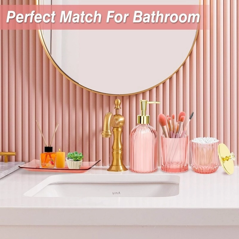 Bathroom Accessories Set, 4 Pcs Glass Bathroom Accessory Sets - 9.88 x 9.84 x 4.8 inches