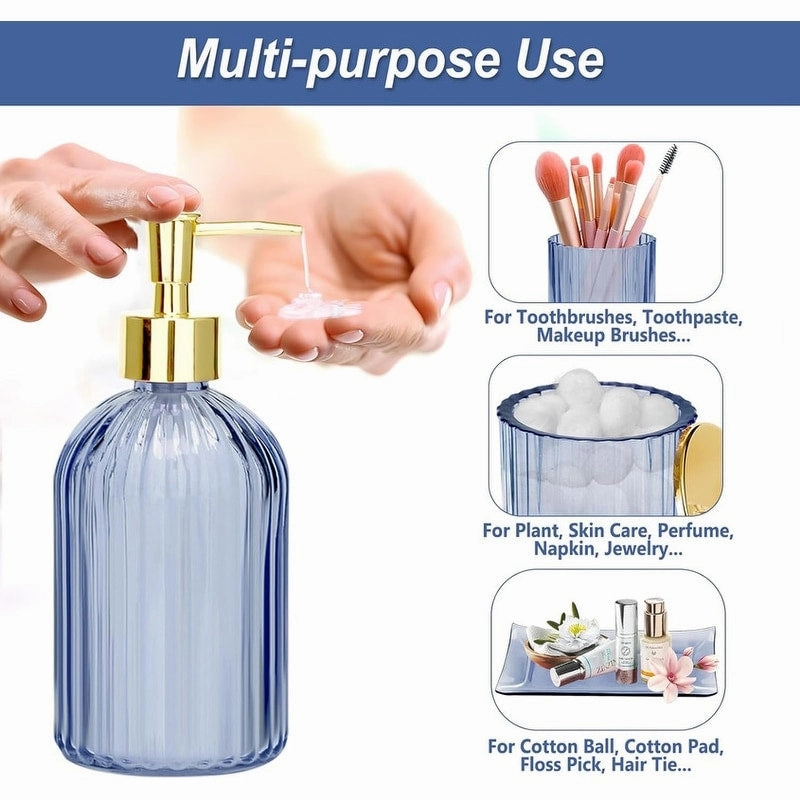 Bathroom Accessories Set, 4 Pcs Glass Bathroom Accessory Sets - 9.88 x 9.84 x 4.8 inches