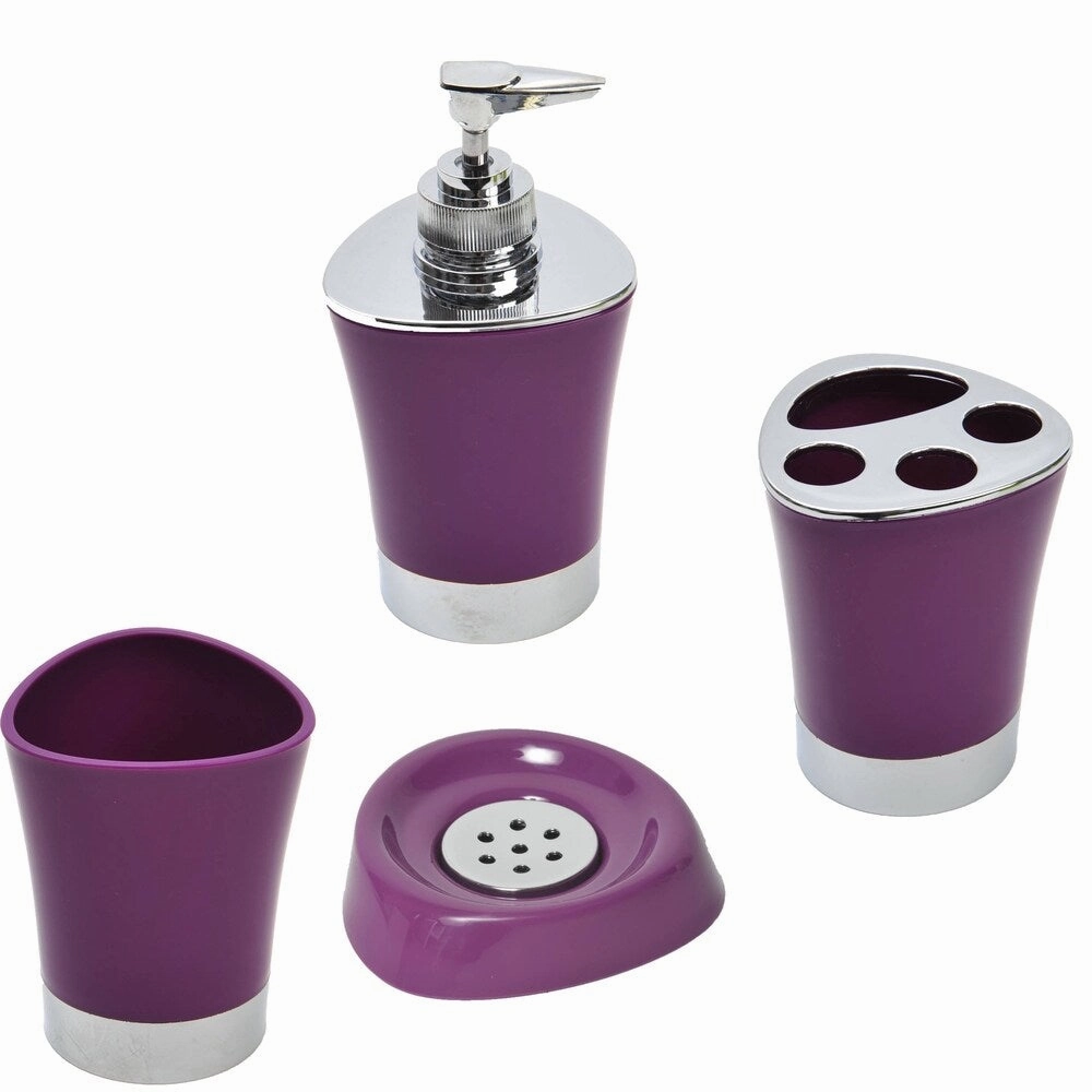 Bathroom Toothbrush and Toothpaste Holder -Chrome Parts- Solid Colors