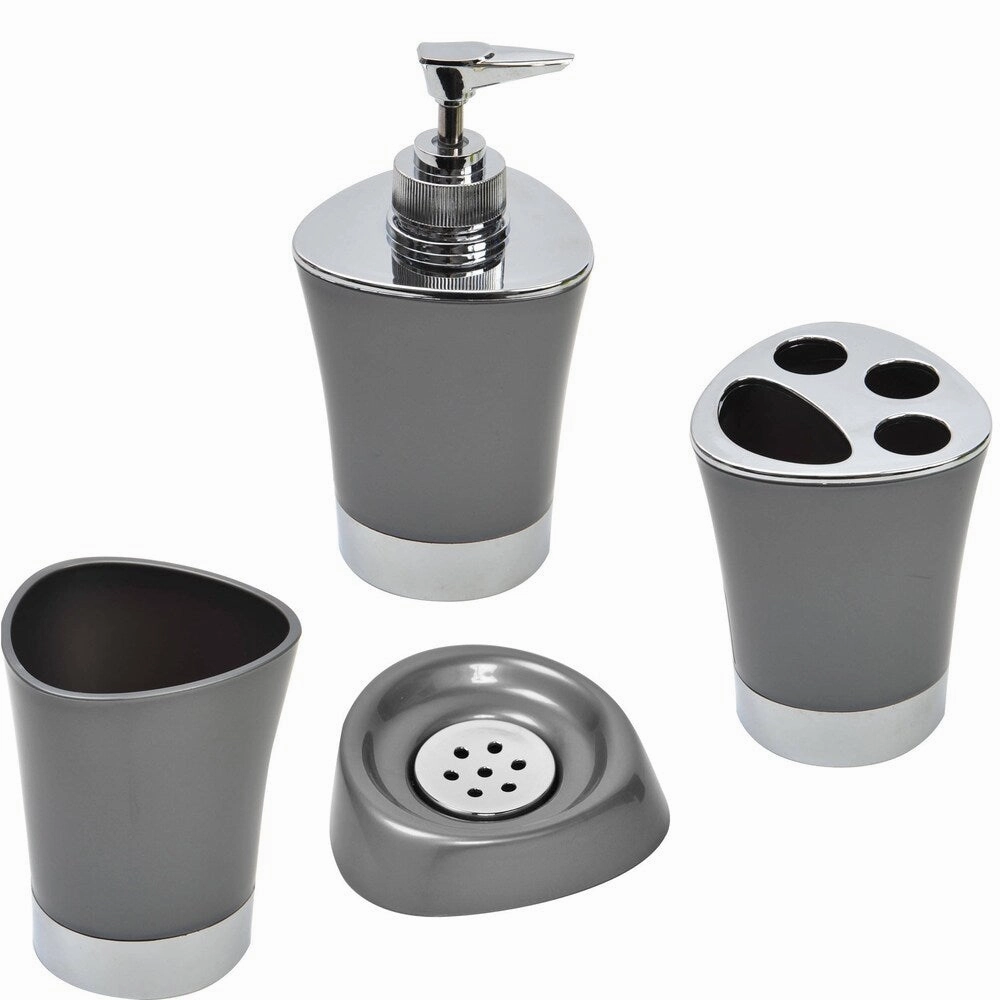 Bathroom Toothbrush and Toothpaste Holder -Chrome Parts- Solid Colors