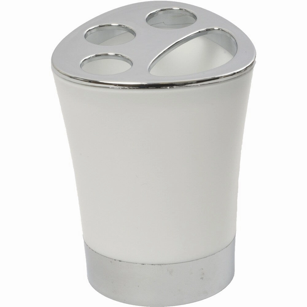 Bathroom Toothbrush and Toothpaste Holder -Chrome Parts- Solid Colors