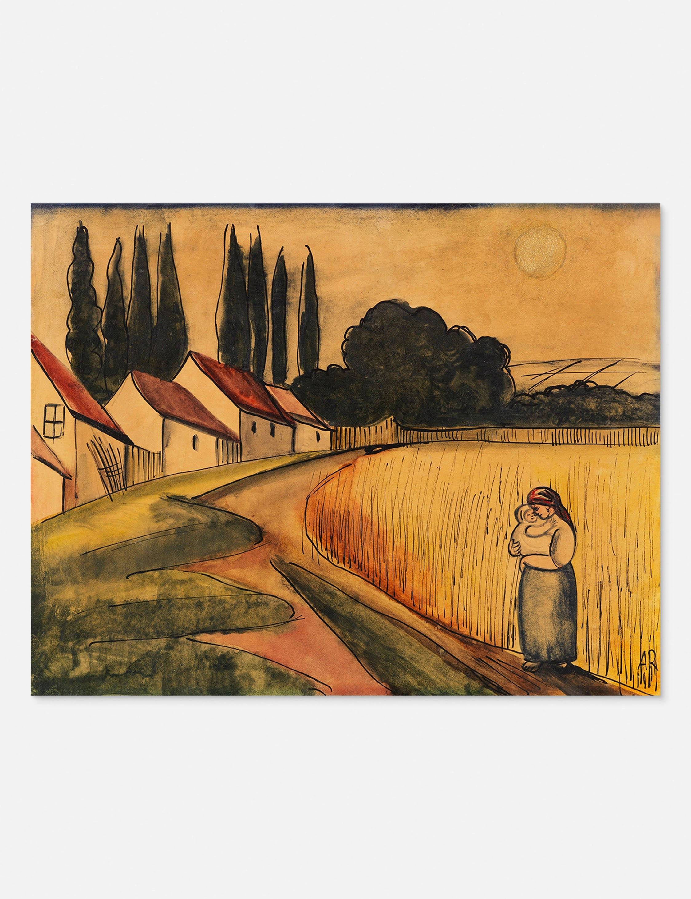 Bauerin mit Kind (Farmer's Wife with Child) Print by Anita Ree wall art,canvas print,home wall decor