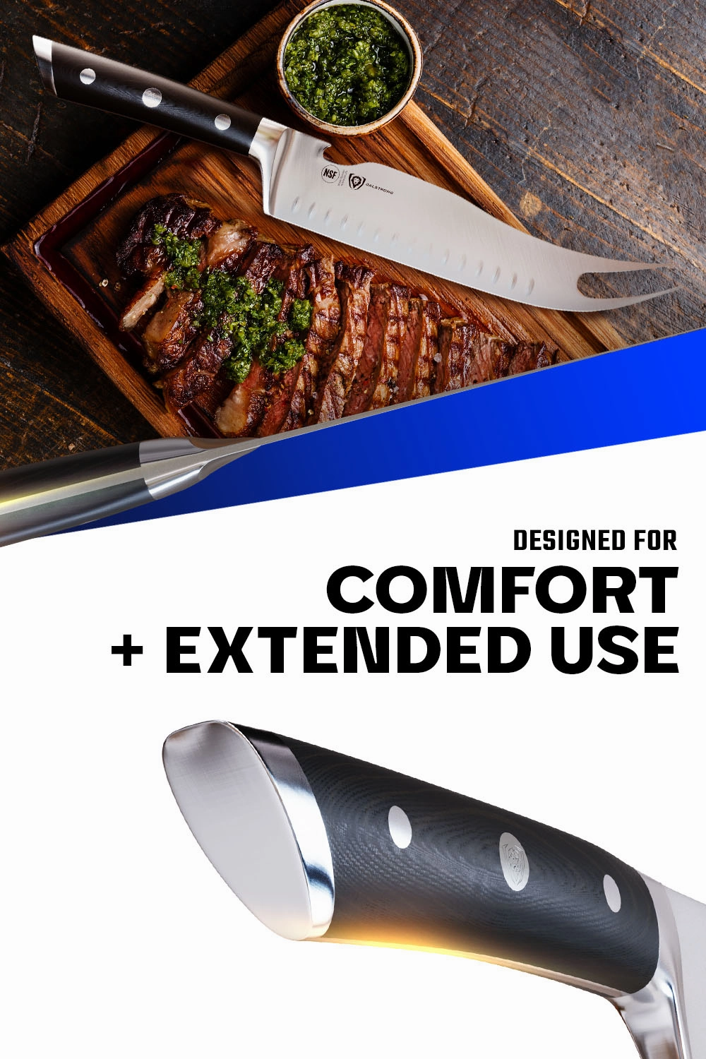 BBQ & Pitmaster Meat Knife 8" with Forked Tip & Bottle Opener | Gladiator Series | NSF Certified | Dalstrong 