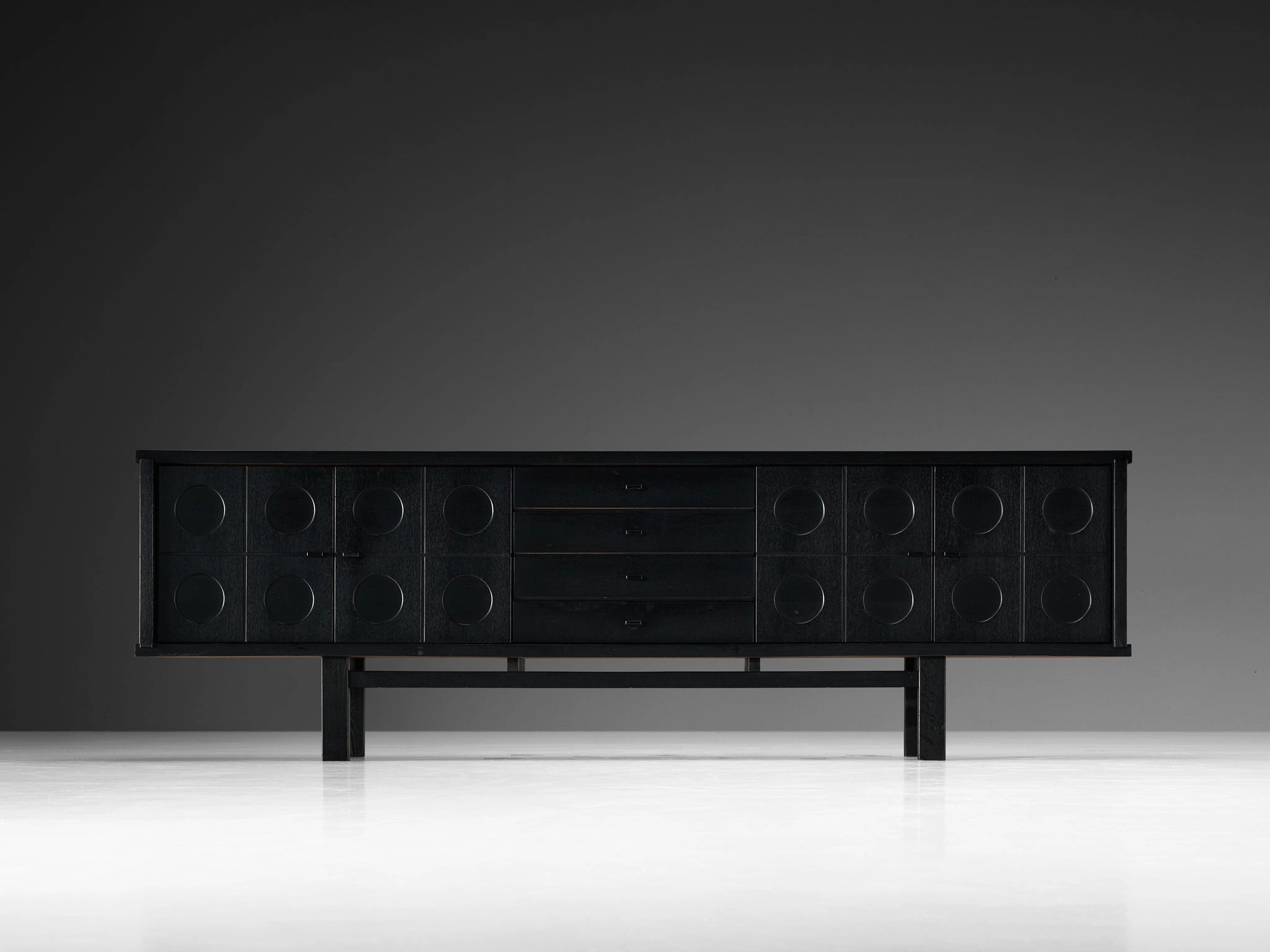 Belgian Brutalist Sideboard in Black Lacquered Ash