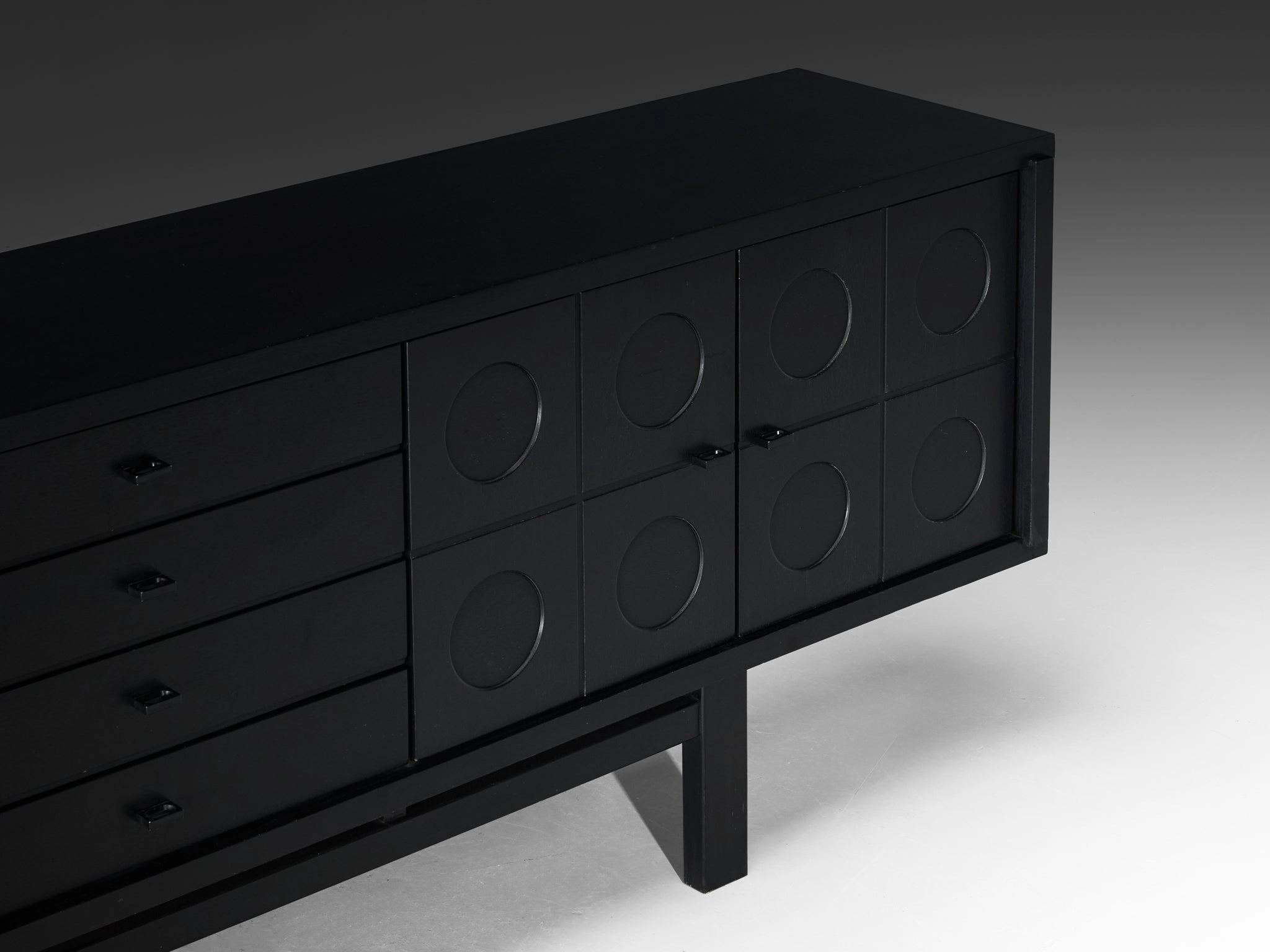 Belgian Brutalist Sideboard in Black Lacquered Ash