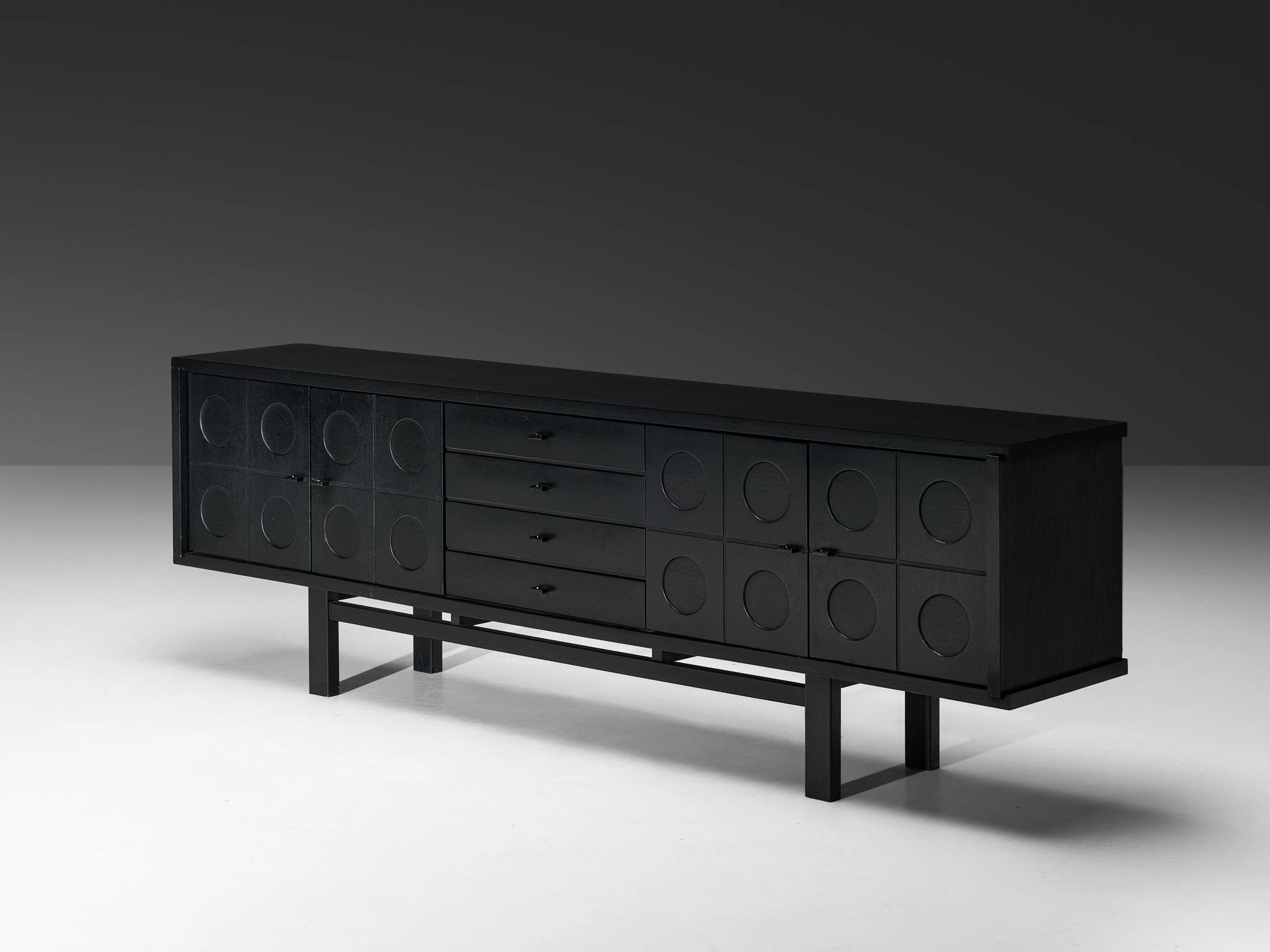 Belgian Brutalist Sideboard in Black Lacquered Ash