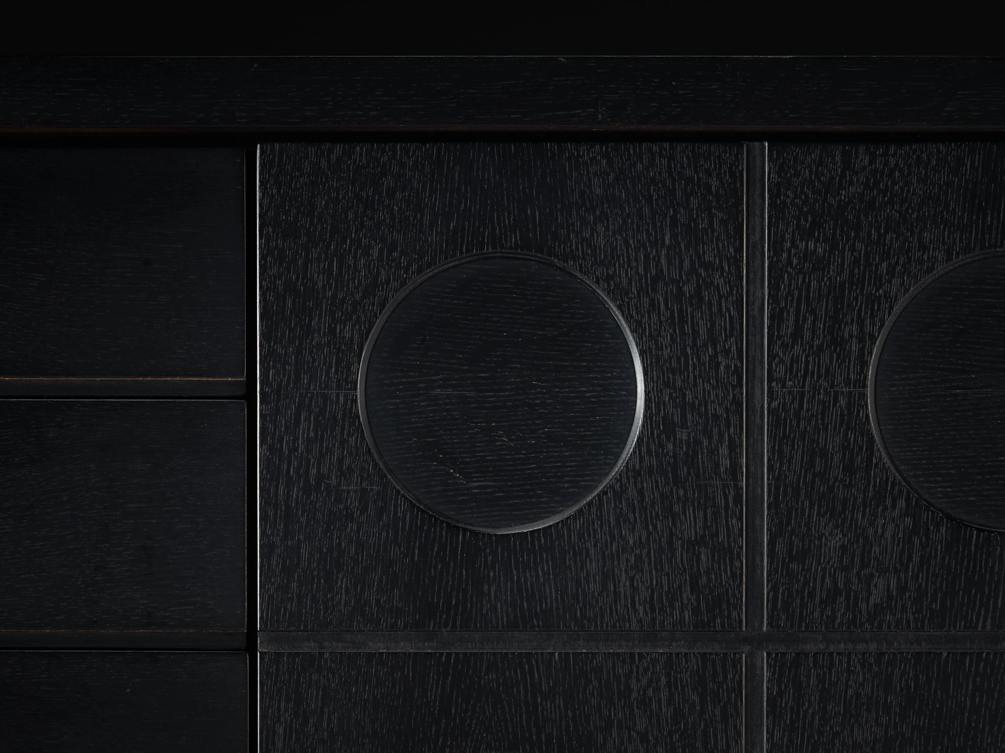 Belgian Brutalist Sideboard in Black Lacquered Ash