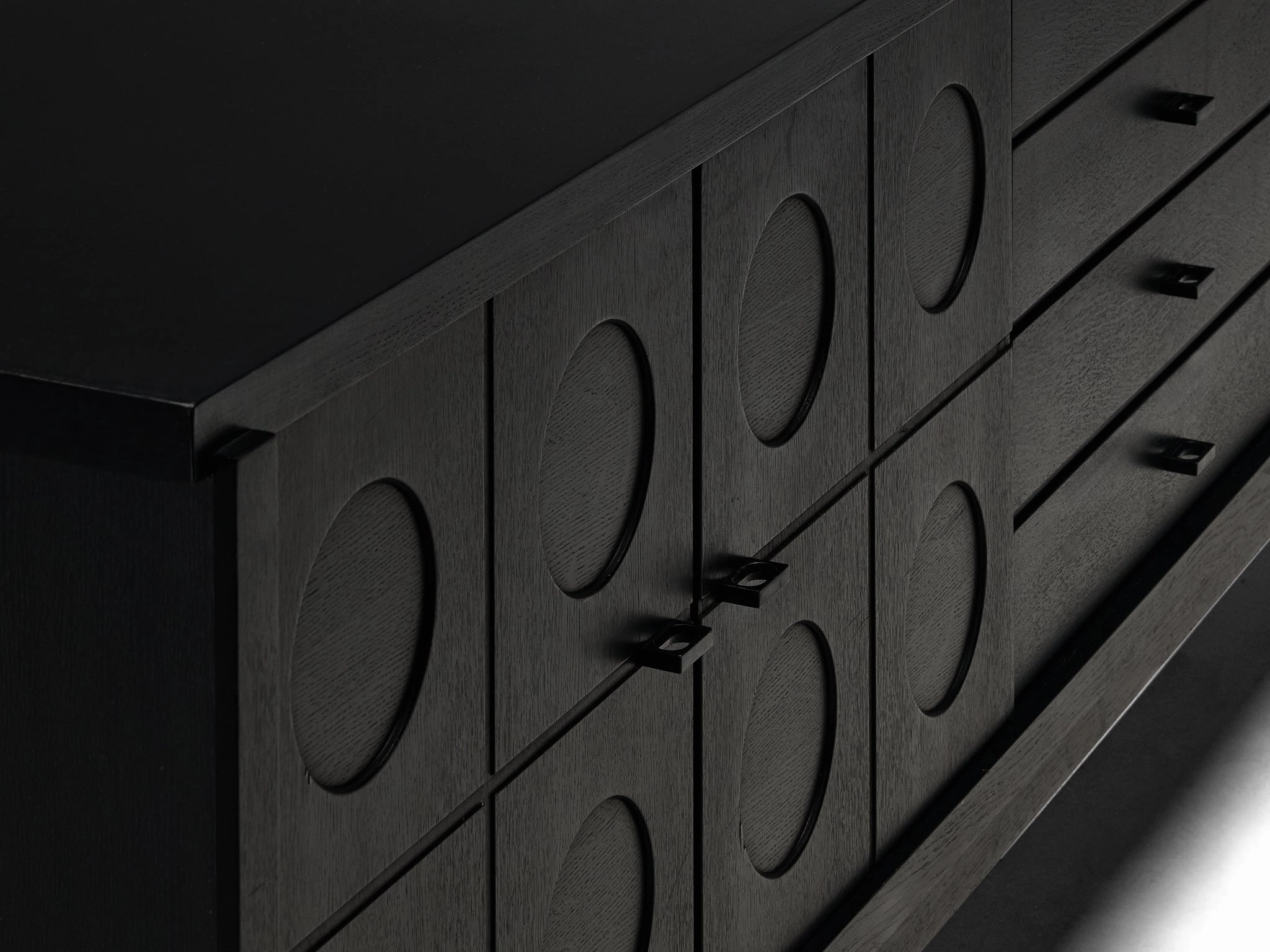 Belgian Brutalist Sideboard in Black Lacquered Ash