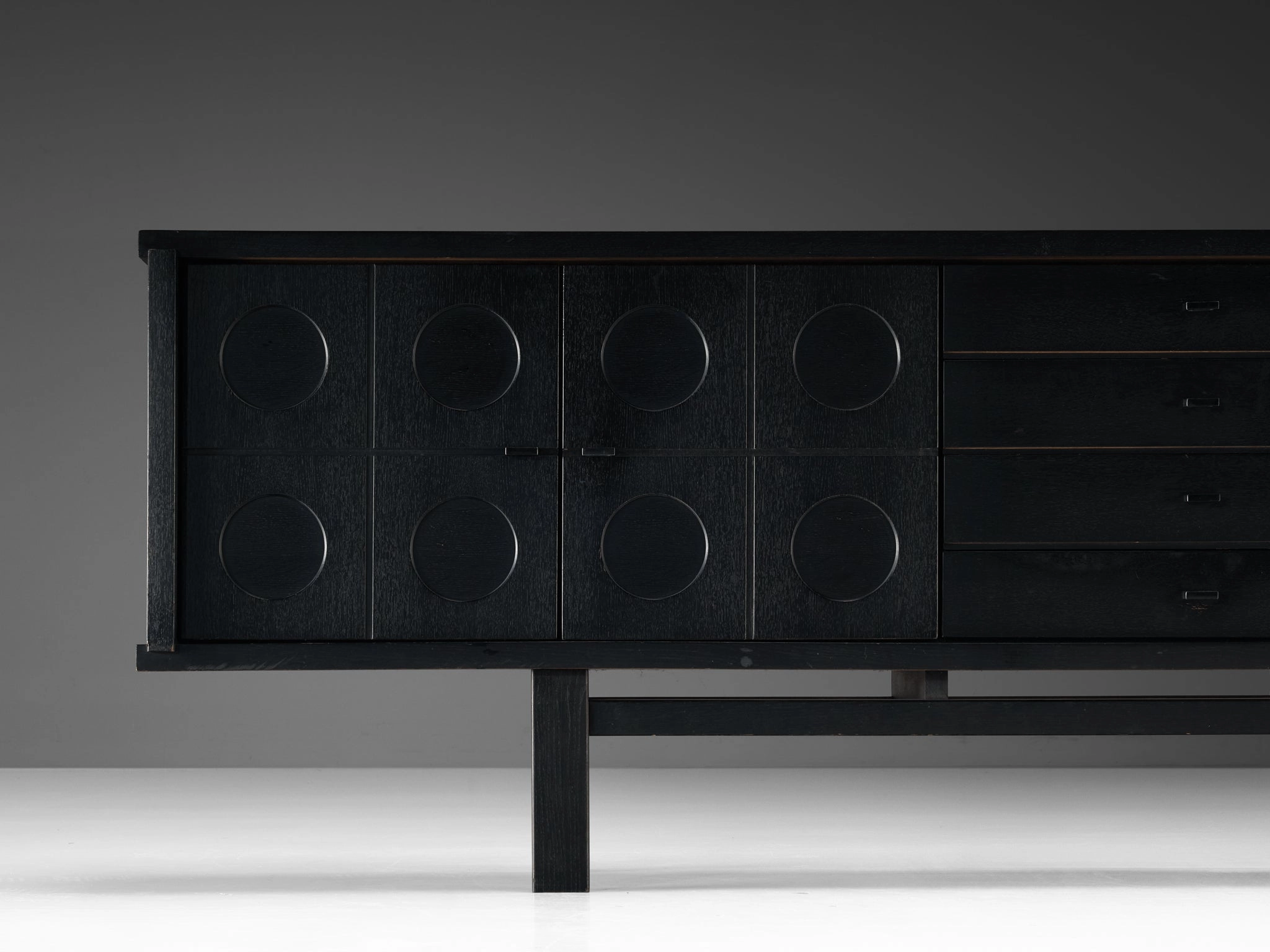 Belgian Brutalist Sideboard in Black Lacquered Ash