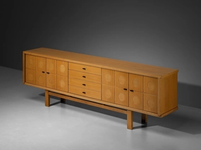 Belgian Brutalist Sideboard in Oak storage cabinet,organizer,furniture storage