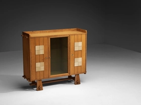 Belgian Cabinet in Solid Oak and Glass storage cabinet,organizer,furniture storage