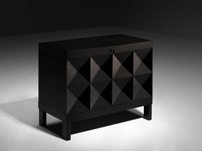 Belgian Sideboard in Black Lacquered Oak with Graphical Doors storage cabinet,organizer,furniture storage