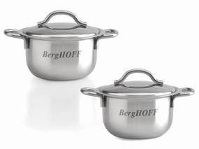 BergHOFF 2.5" Stainless Steel Covered Mini Pots, Set of 4 cookware set,cooking pots,kitchen cookware