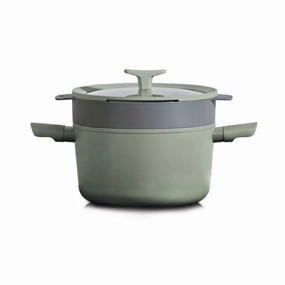 BergHOFF Balance 3Pc Nonstick Ceramic Steamer Set, Recycled Aluminum, Sage cookware set,cooking pots,kitchen cookware