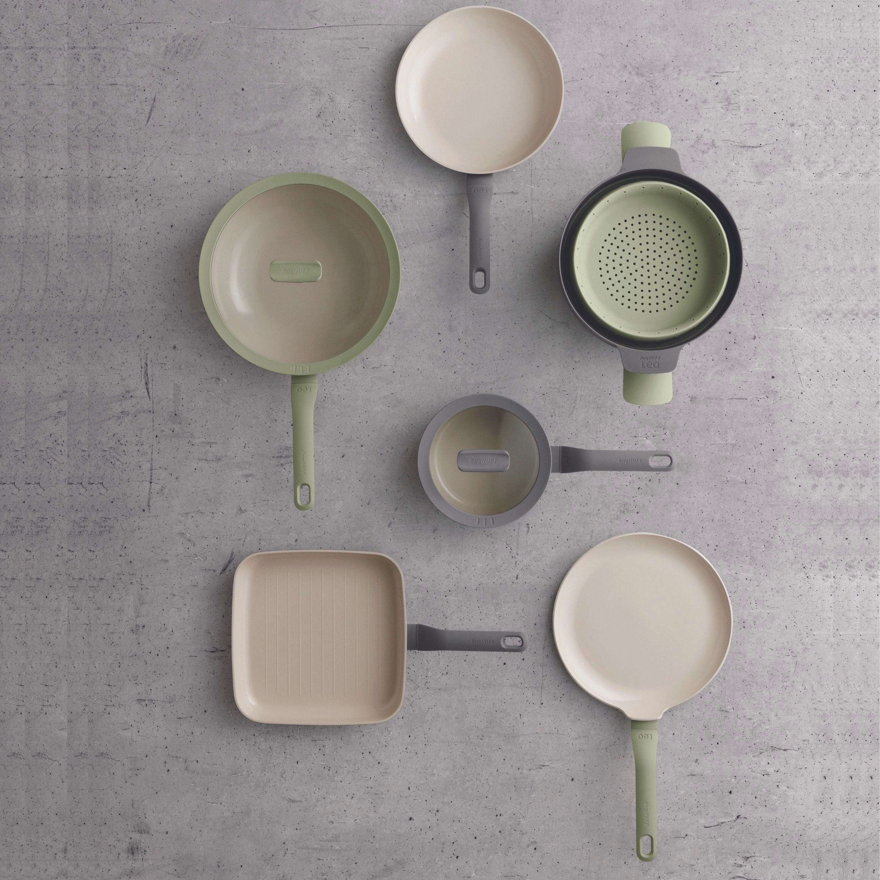 BergHOFF Balance Nonstick Ceramic 2Pc Frying Pan 9.5" and Nylon Turner 13.75", Recycled Aluminum, Moonmist