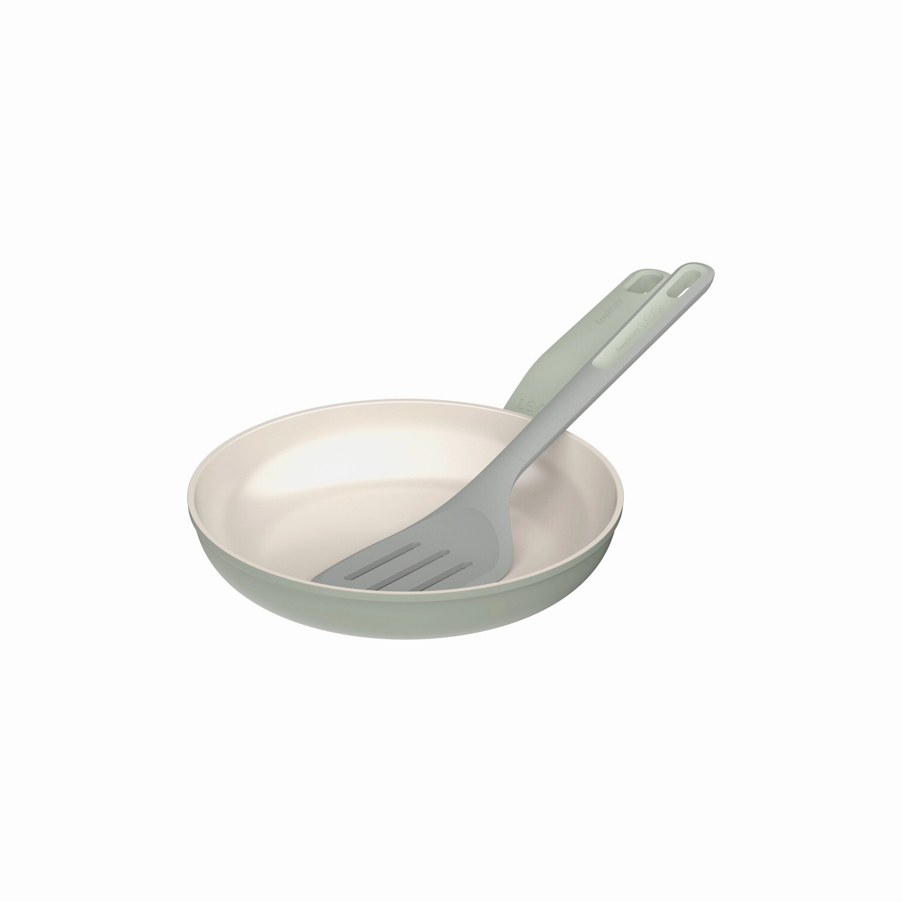 BergHOFF Balance Nonstick Ceramic 2Pc Frying Pan 9.5" and Nylon Turner 13.75", Recycled Aluminum, Sage cookware set,cooking pots,kitchen cookware