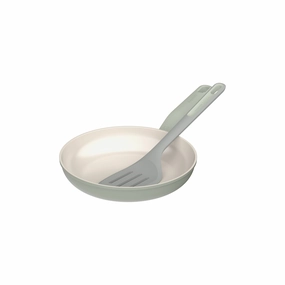 BergHOFF Balance Nonstick Ceramic 2Pc Frying Pan 9.5" and Nylon Turner 13.75", Recycled Aluminum, Sage cookware set,cooking pots,kitchen cookware