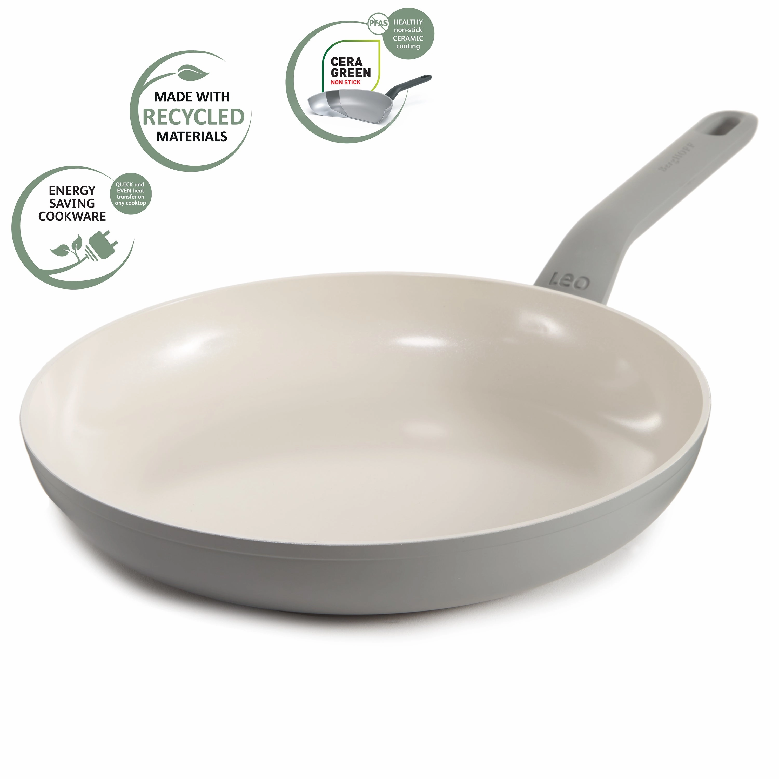 BergHOFF Balance Nonstick Ceramic Frying Pan 11", Recycled Aluminum, Moonmist
