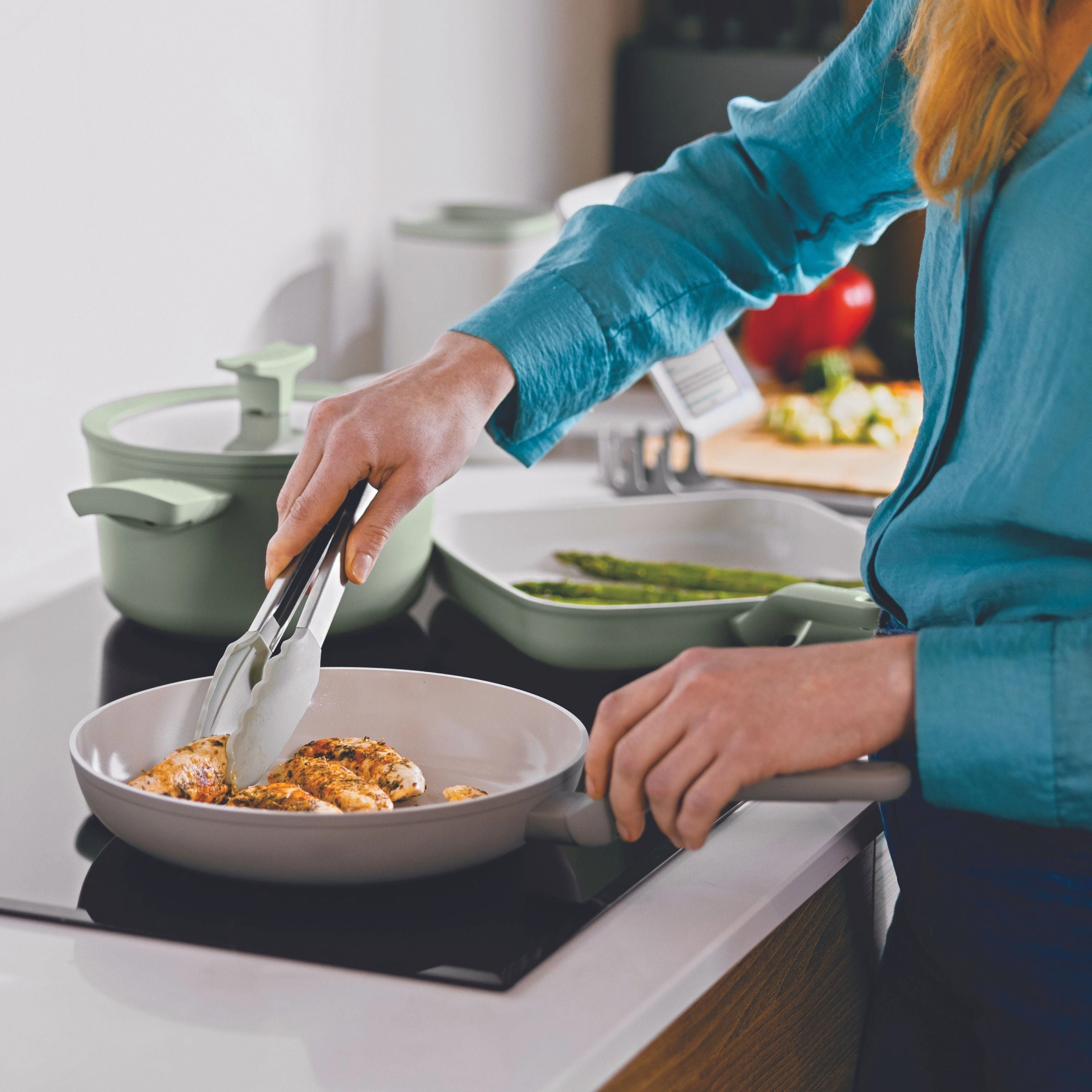 BergHOFF Balance Nonstick Ceramic Frying Pan 12.5", Recycled Aluminum, Moonmist