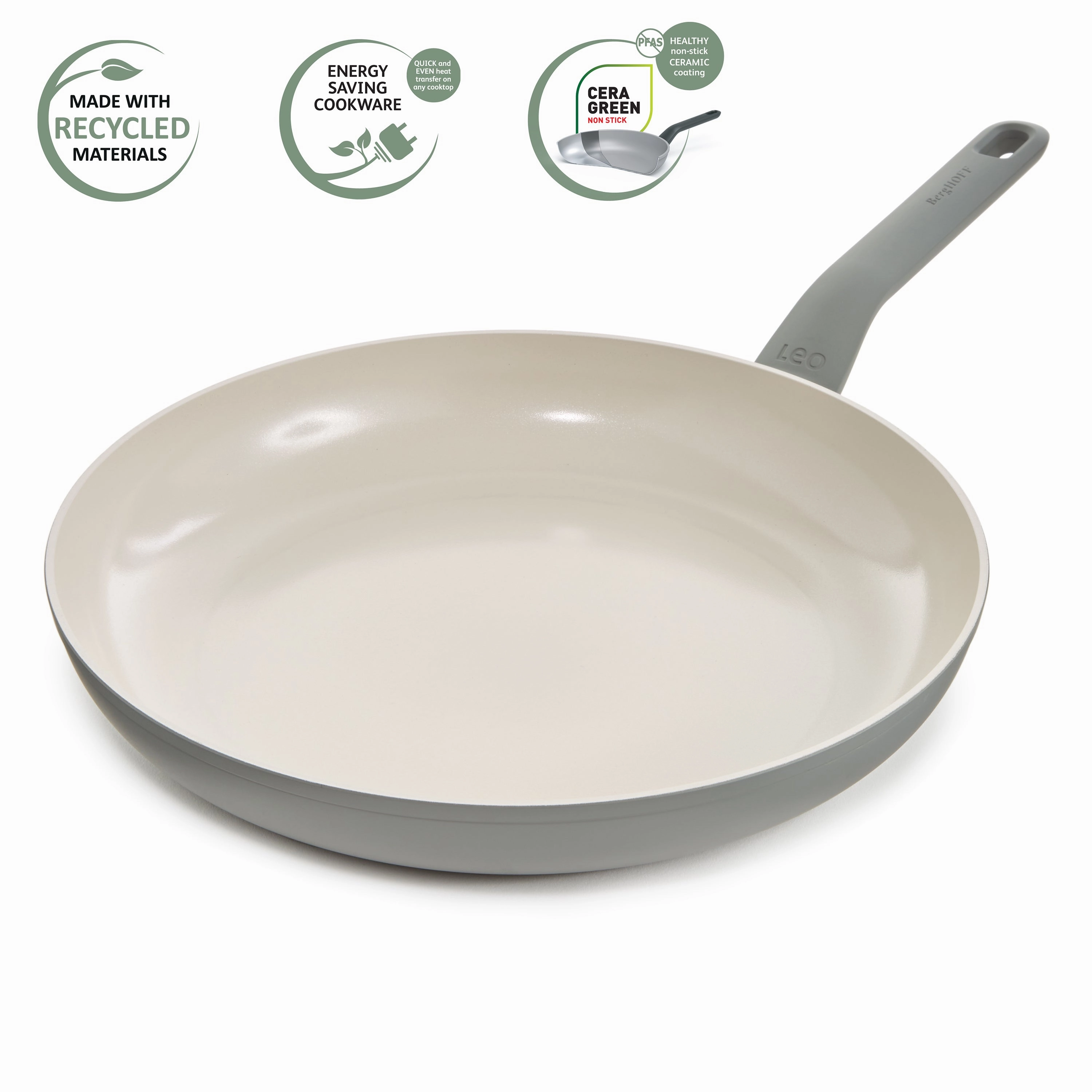 BergHOFF Balance Nonstick Ceramic Frying Pan 12.5", Recycled Aluminum, Moonmist