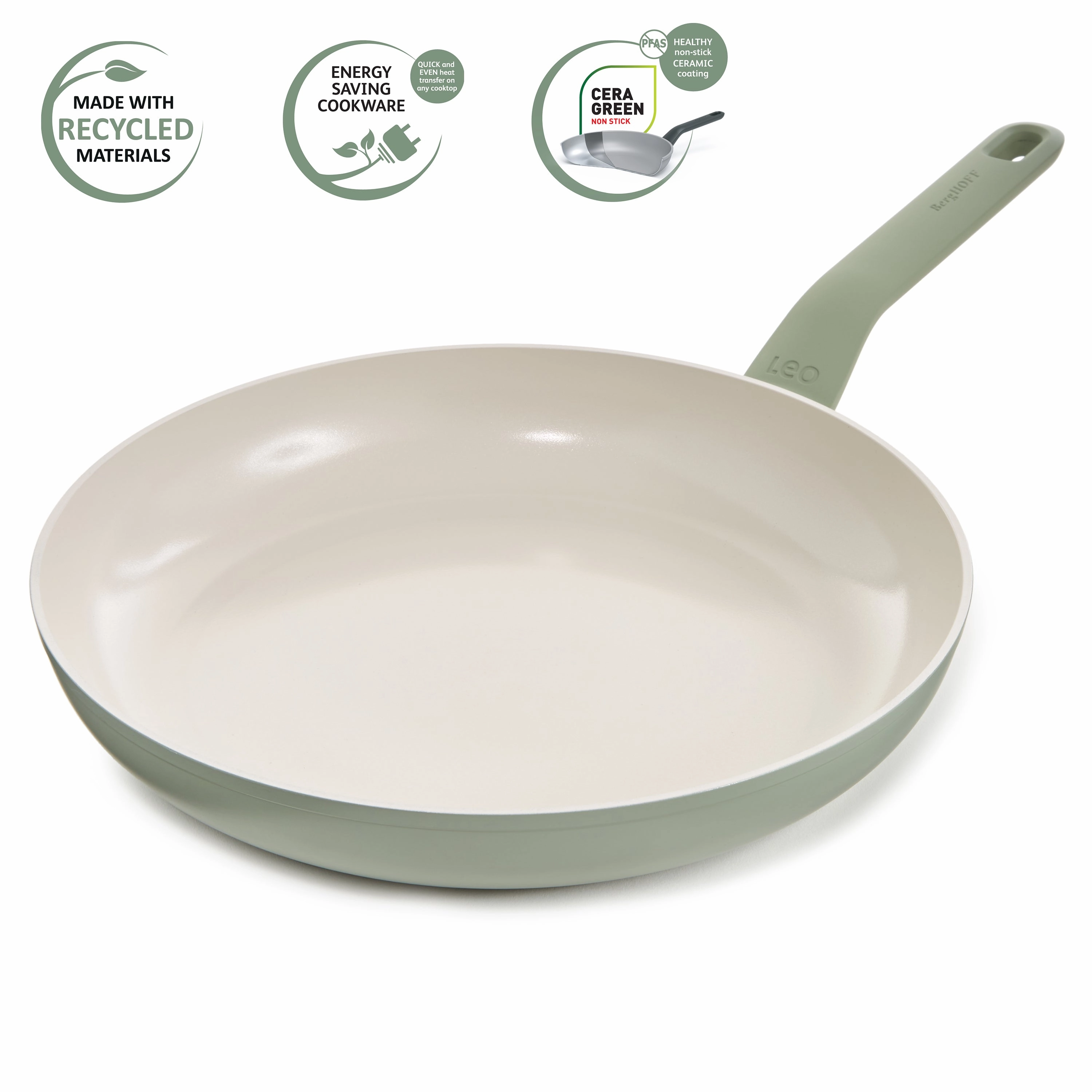 BergHOFF Balance Nonstick Ceramic Frying Pan 12", Recycled Aluminum, Sage