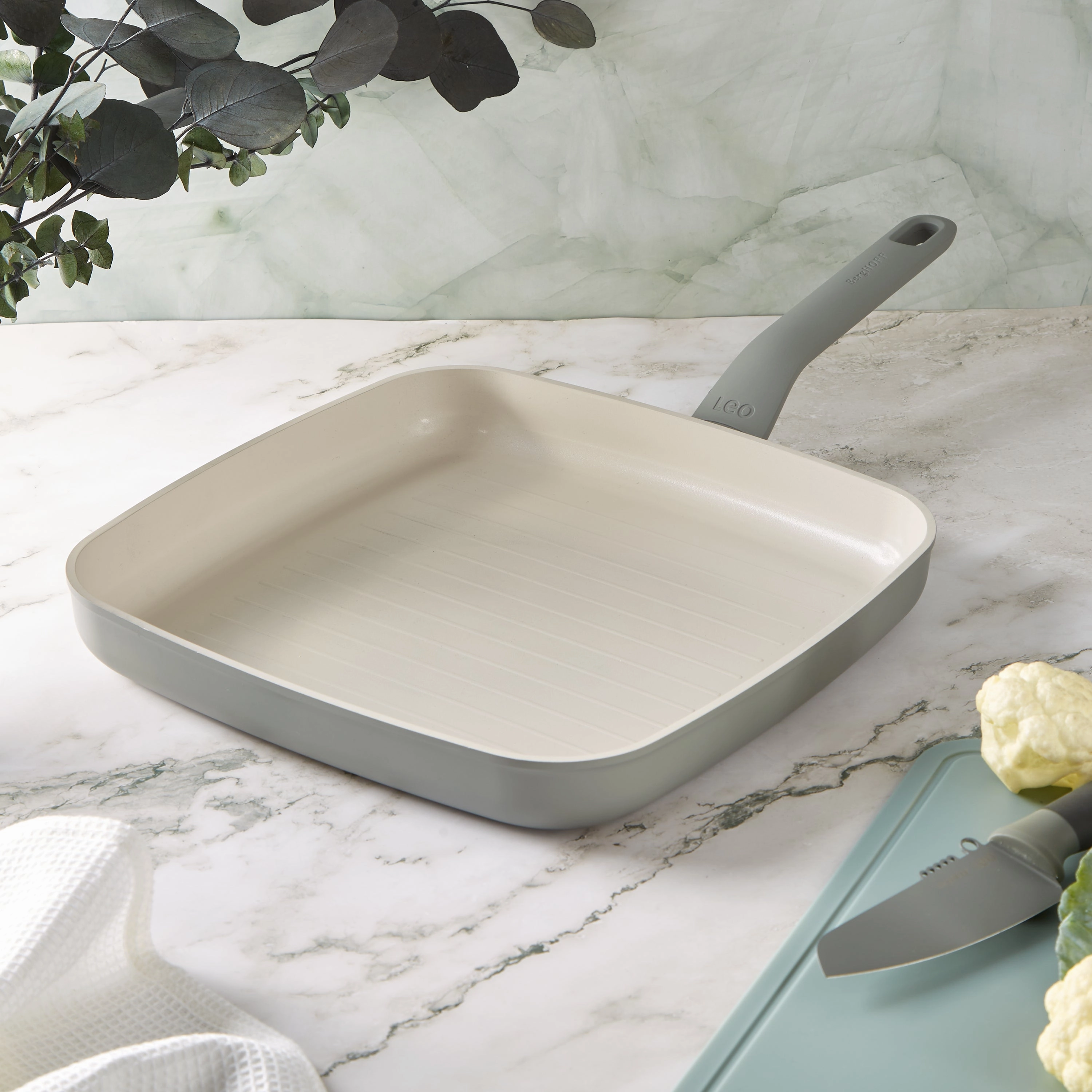 BergHOFF Balance Nonstick Ceramic Grill Pan 11", Recycled Aluminum, Moonmist