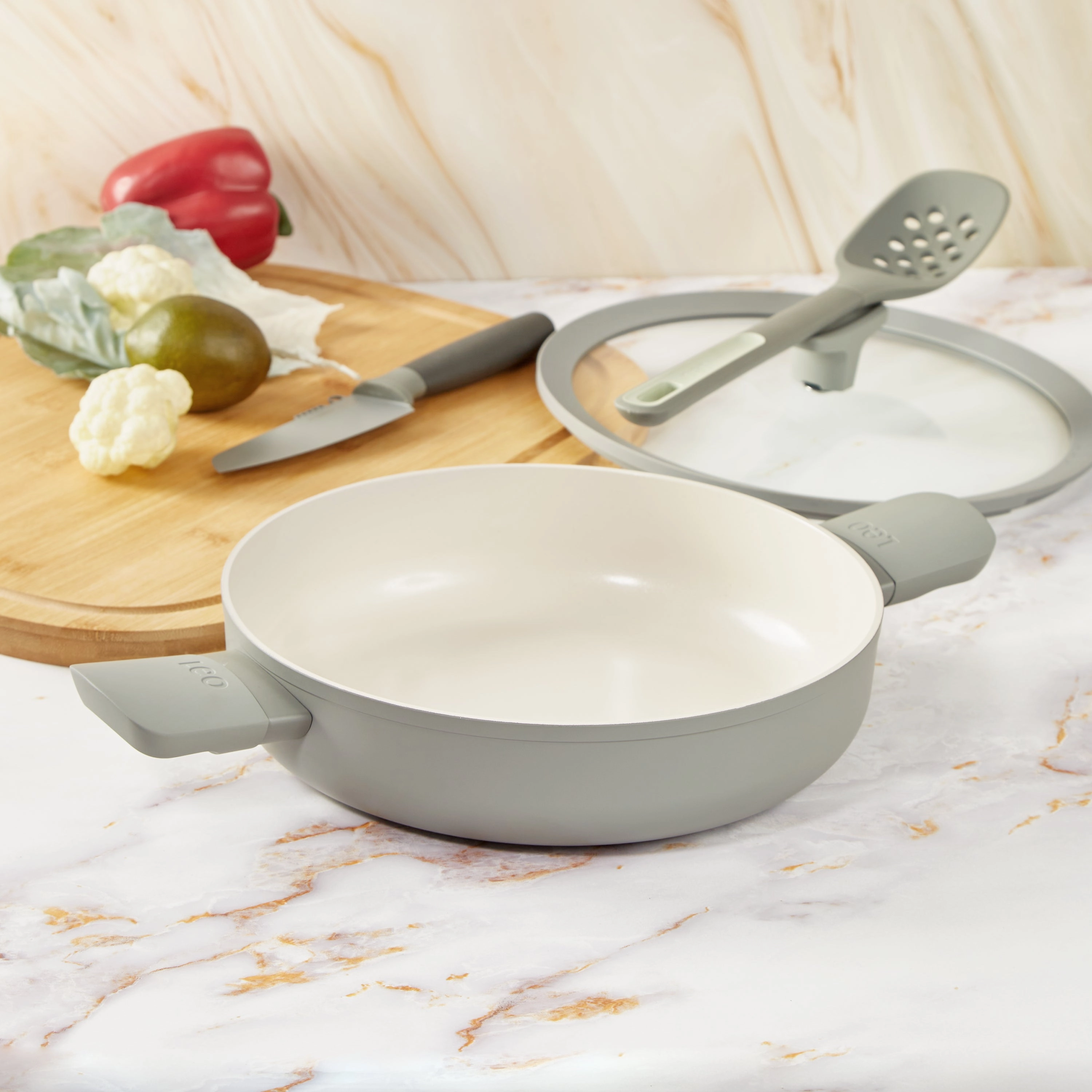 BergHOFF Balance Nonstick Ceramic Saut Pan 10.25", 3.1qt. With Glass Lid, Recycled Aluminum, Moonmist