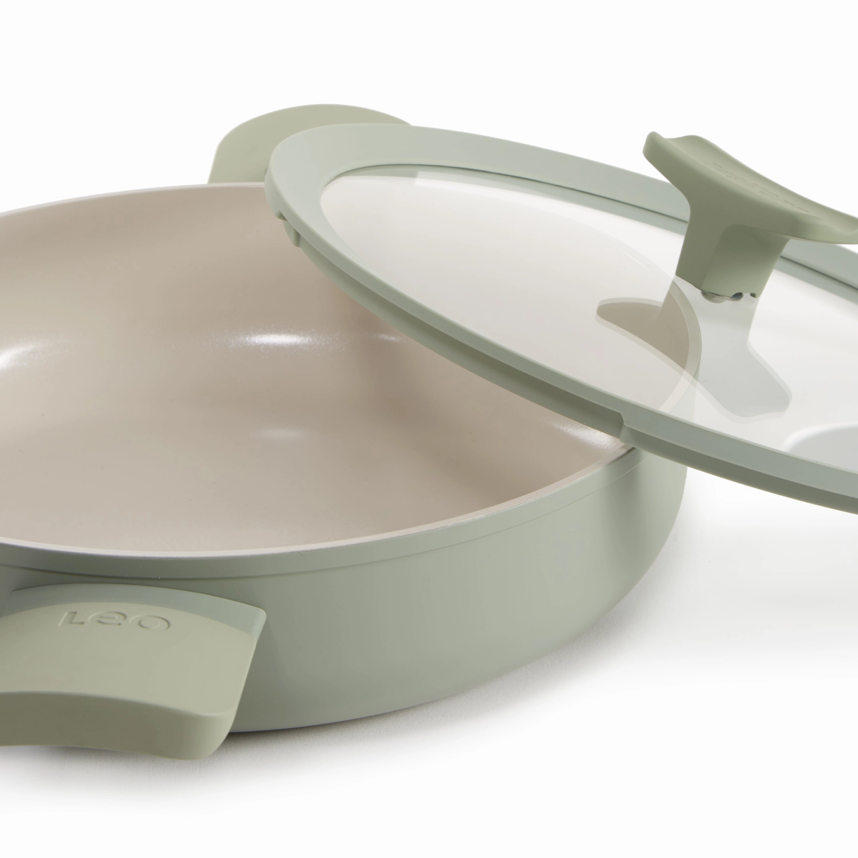 BergHOFF Balance Nonstick Ceramic Saut Pan 10.25", 3.1qt. With Glass Lid, Recycled Aluminum, Sage