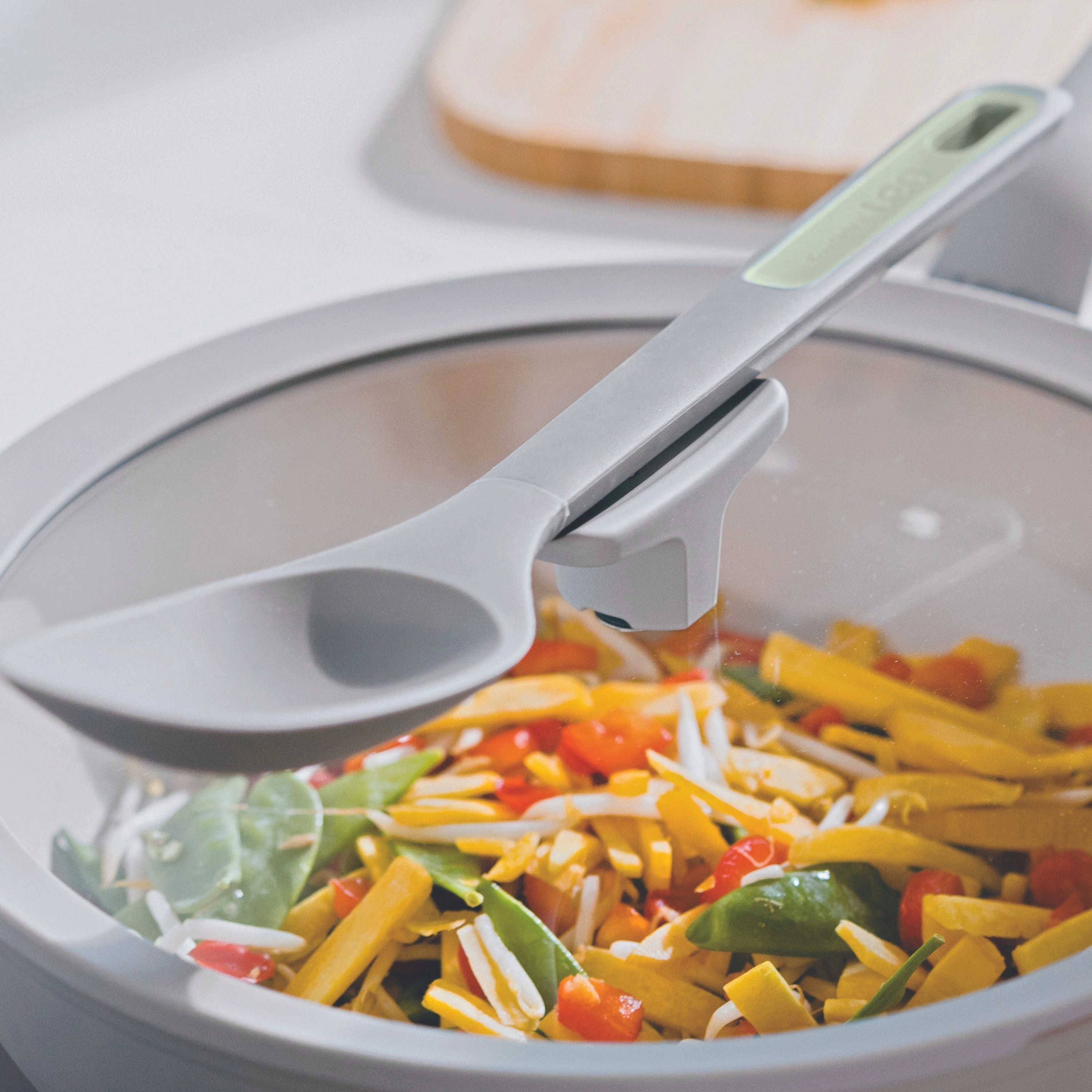 BergHOFF Balance Nonstick Ceramic Saut Pan (Long Handle) 10.25", 3.1qt. With Glass Lid, Recycled Aluminum, Moonmist
