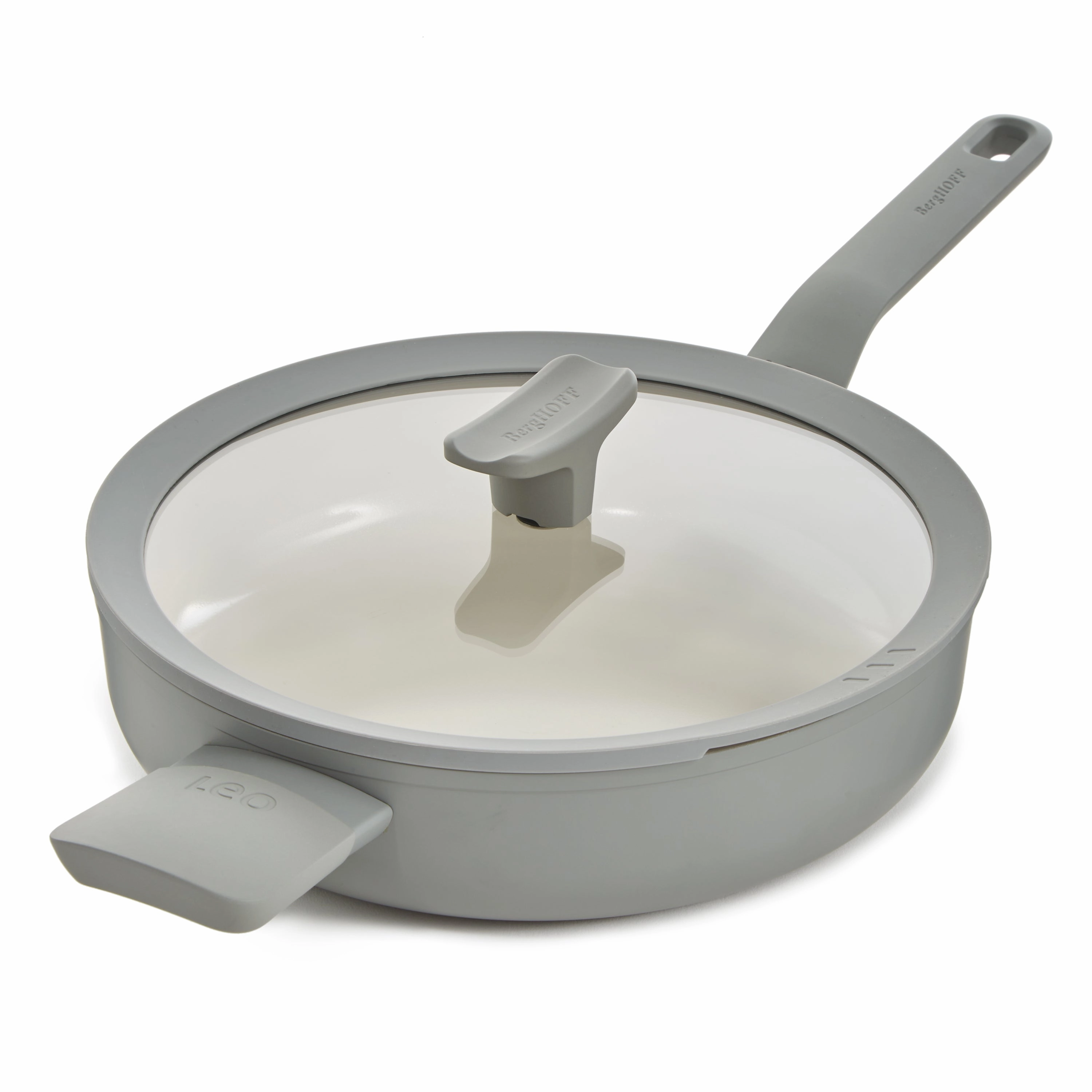 BergHOFF Balance Nonstick Ceramic Saut Pan (Long Handle) 10.25", 3.1qt. With Glass Lid, Recycled Aluminum, Moonmist cookware set,cooking pots,kitchen cookware