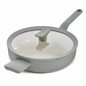 BergHOFF Balance Nonstick Ceramic Saut Pan (Long Handle) 10.25", 3.1qt. With Glass Lid, Recycled Aluminum, Moonmist cookware set,cooking pots,kitchen cookware