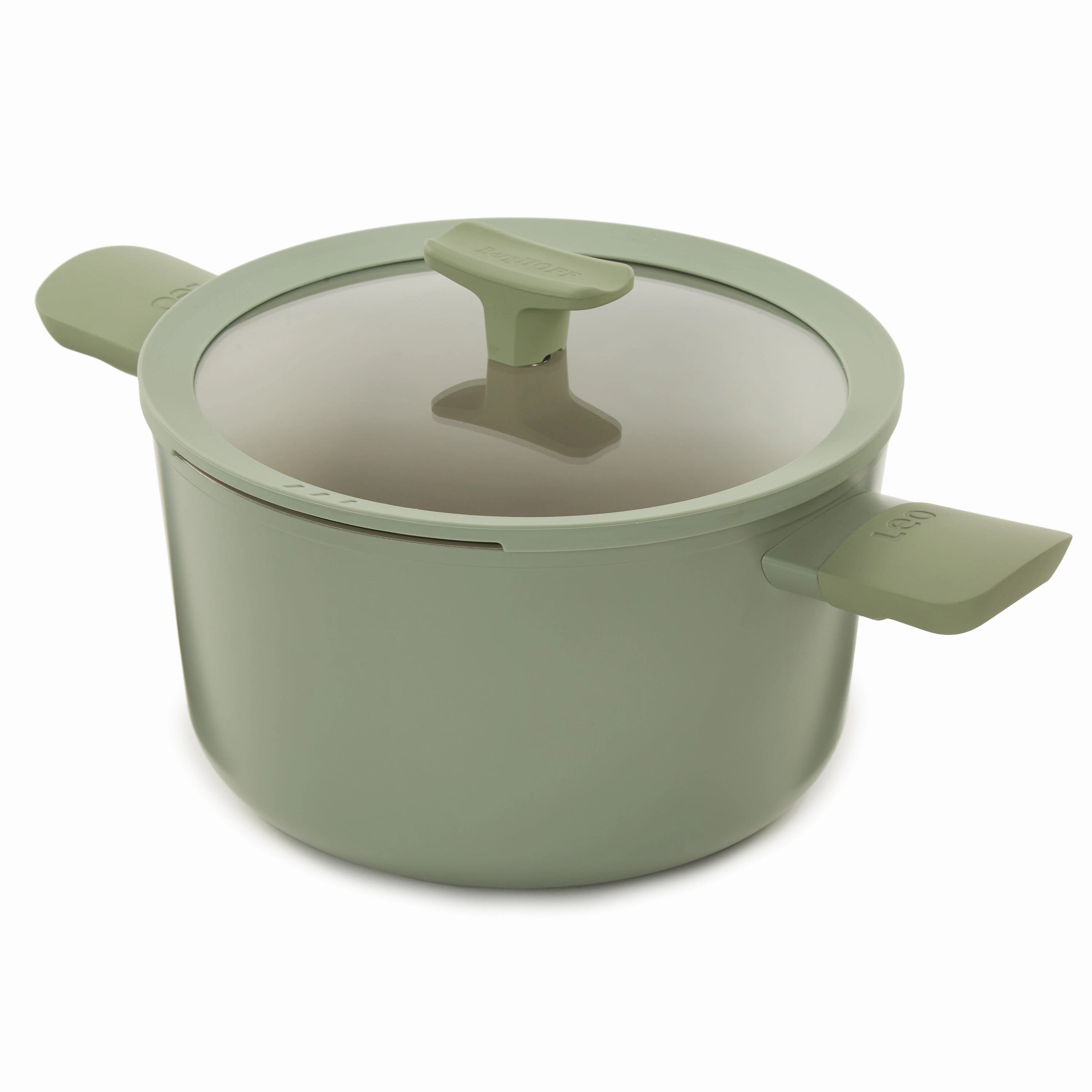 BergHOFF Balance Nonstick Ceramic Stockpot 10", 4.6qt. With Glass Lid, Recycled Aluminum, Sage cookware set,cooking pots,kitchen cookware