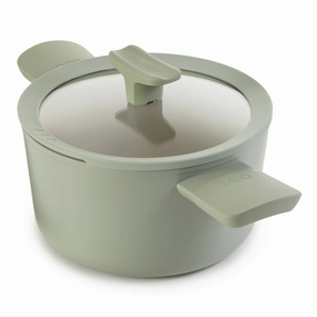 BergHOFF Balance Nonstick Ceramic Stockpot 8", 3.3qt. With Glass Lid, Recycled Aluminum, Sage cookware set,cooking pots,kitchen cookware