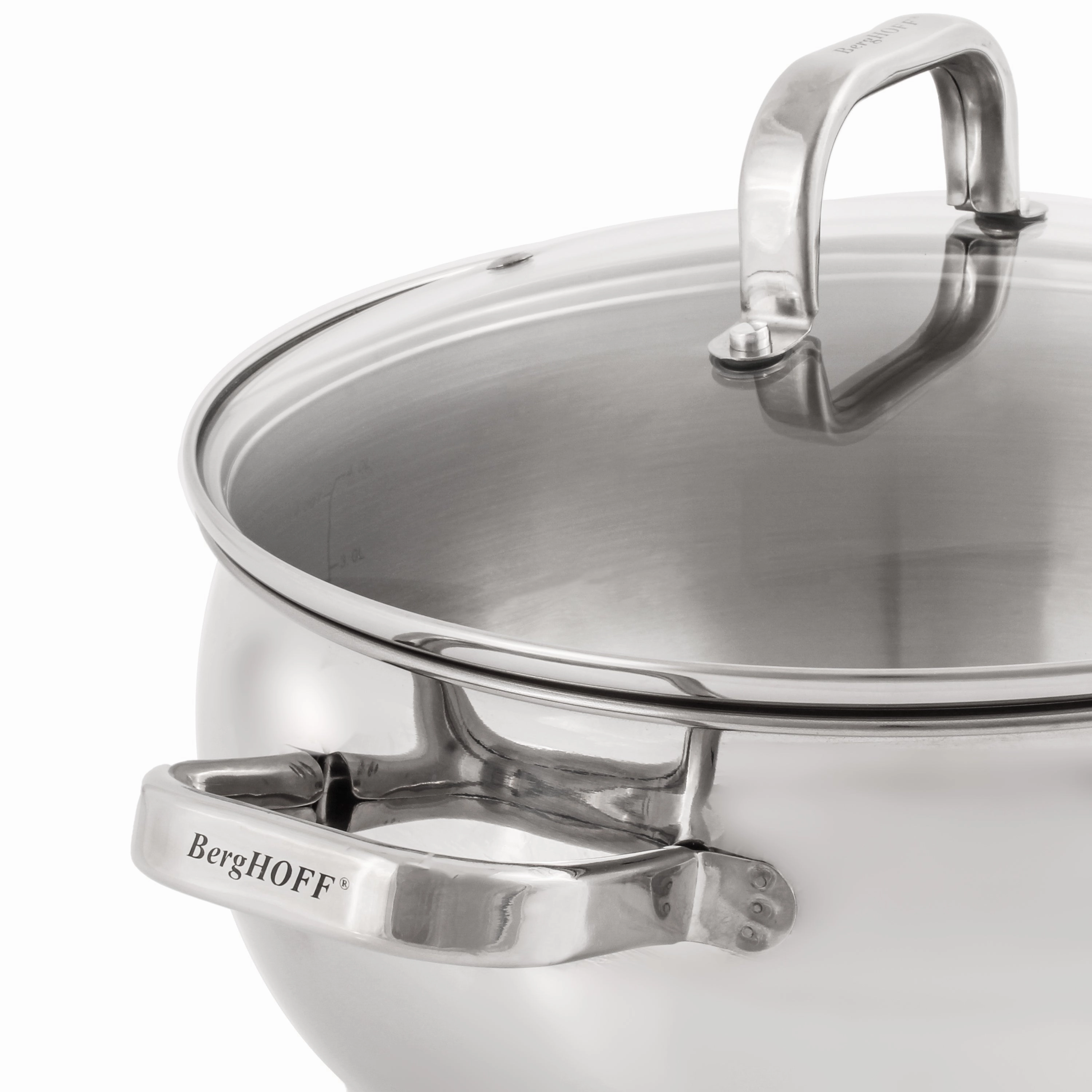 BergHOFF Belly Shape 12pc 18/10 Stainless Steel Cookware Set, Glass Lids