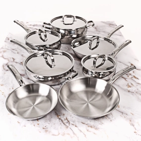 BergHOFF Belly Shape 12pc 18/10 Stainless Steel Cookware Set, SS Lids cookware set,cooking pots,kitchen cookware