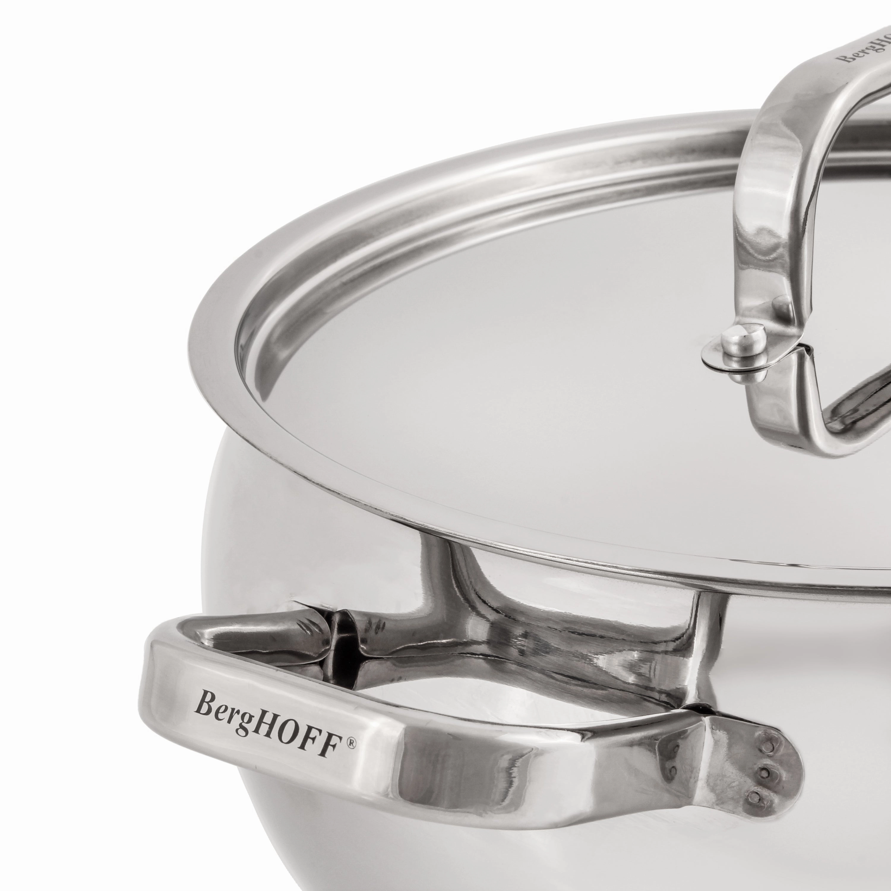 BergHOFF Belly Shape 12pc 18/10 Stainless Steel Cookware Set, SS Lids