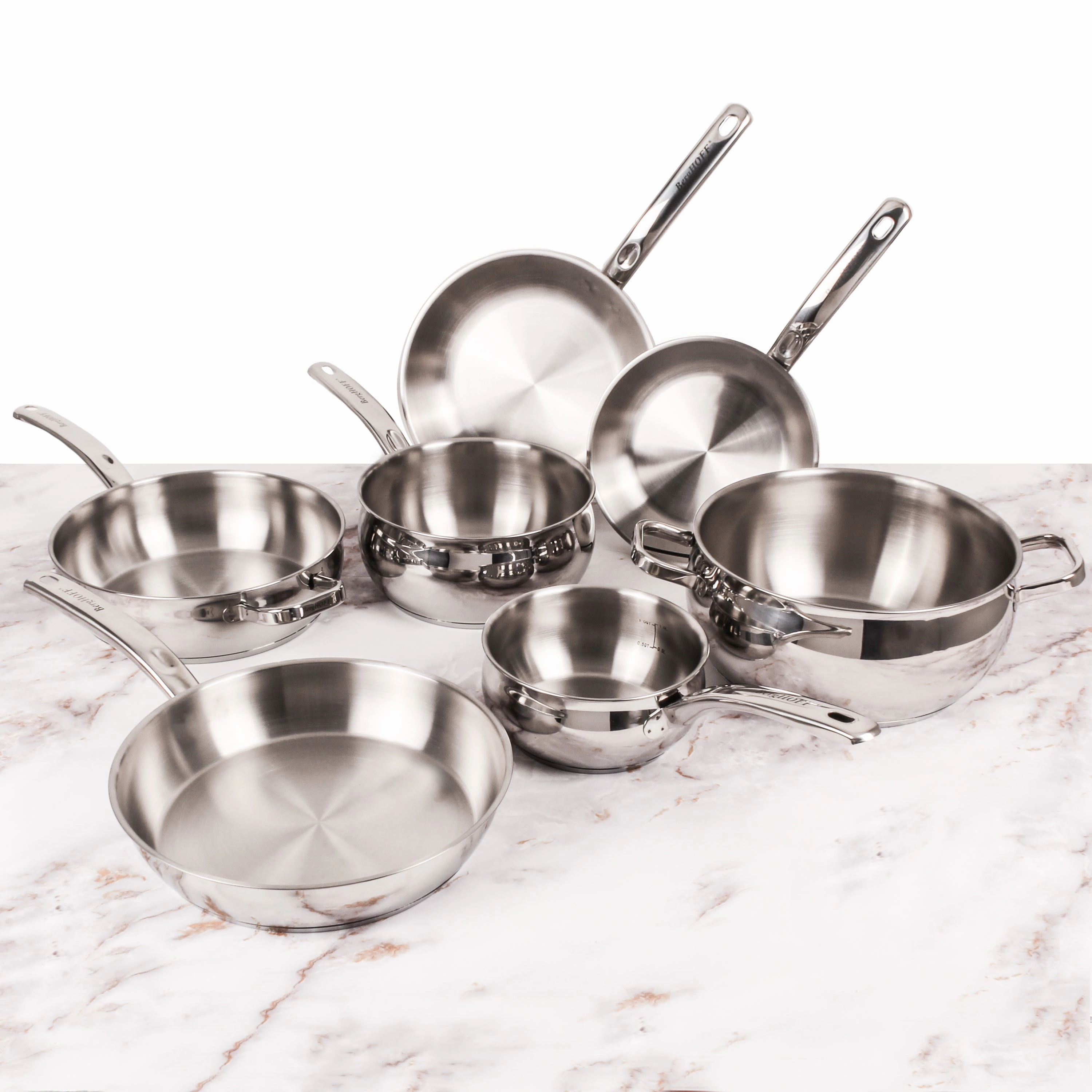 BergHOFF Belly Shape 12pc 18/10 Stainless Steel Cookware Set, SS Lids