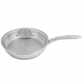 BergHOFF Belly Shape 18/10 Stainless Steel 10.5" Skillet with Glass Lid, 2.5qt. cookware set,cooking pots,kitchen cookware