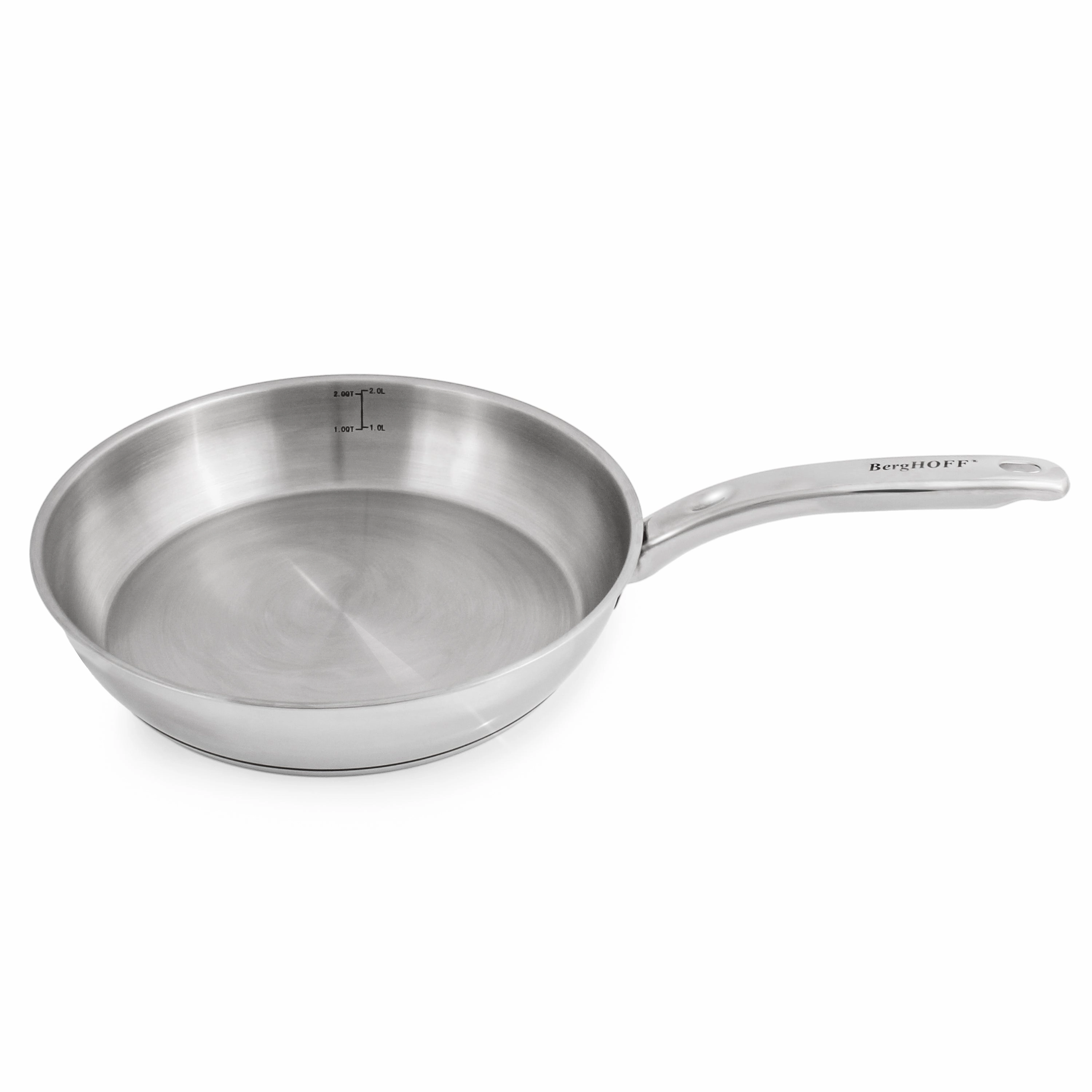 BergHOFF Belly Shape 18/10 Stainless Steel 10.5" Skillet with SS Lid, 2.5qt.