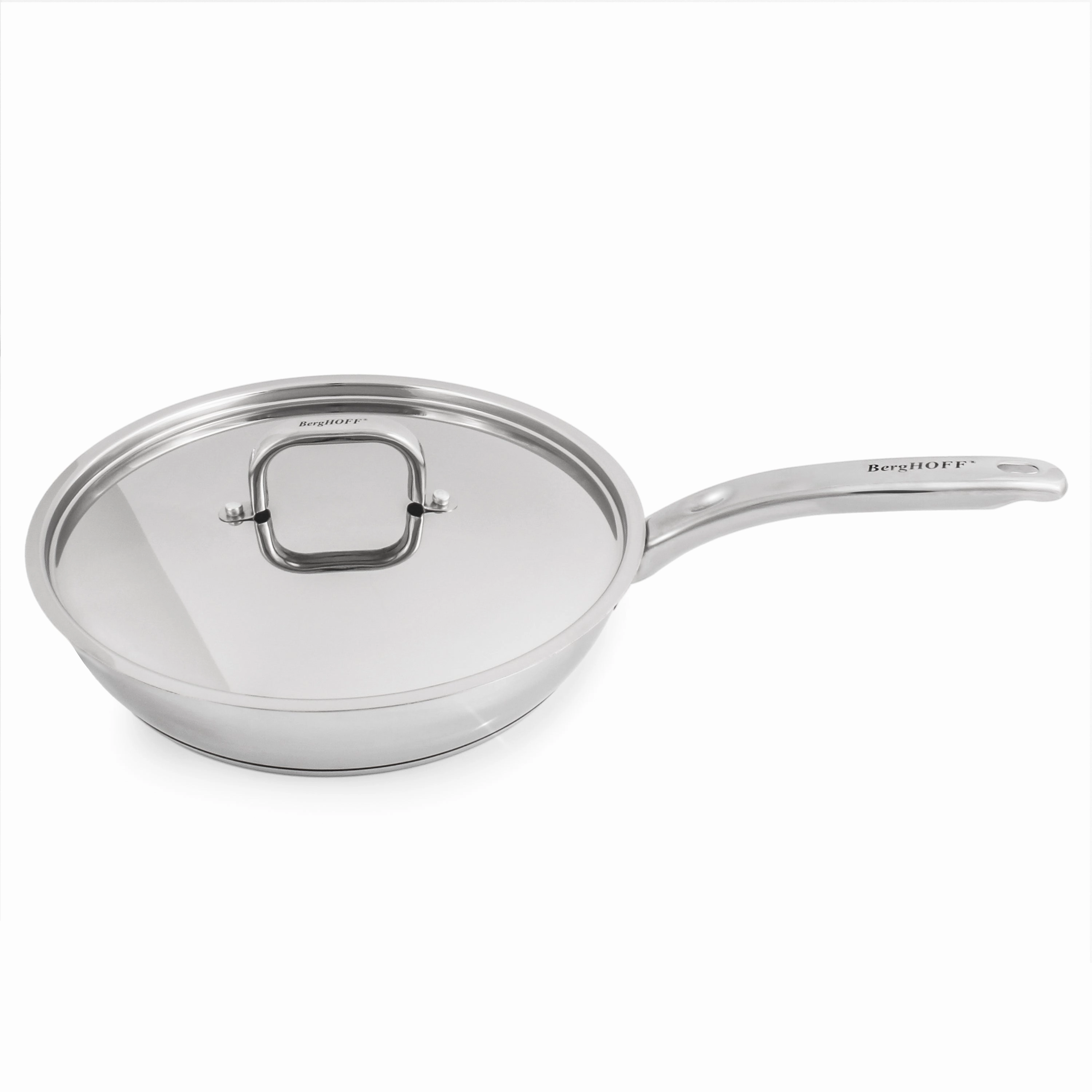 BergHOFF Belly Shape 18/10 Stainless Steel 10.5" Skillet with SS Lid, 2.5qt. cookware set,cooking pots,kitchen cookware