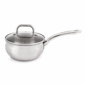 BergHOFF Belly Shape 18/10 Stainless Steel 6.25" Sauce Pan with Glass Lid, 1.5qt. cookware set,cooking pots,kitchen cookware
