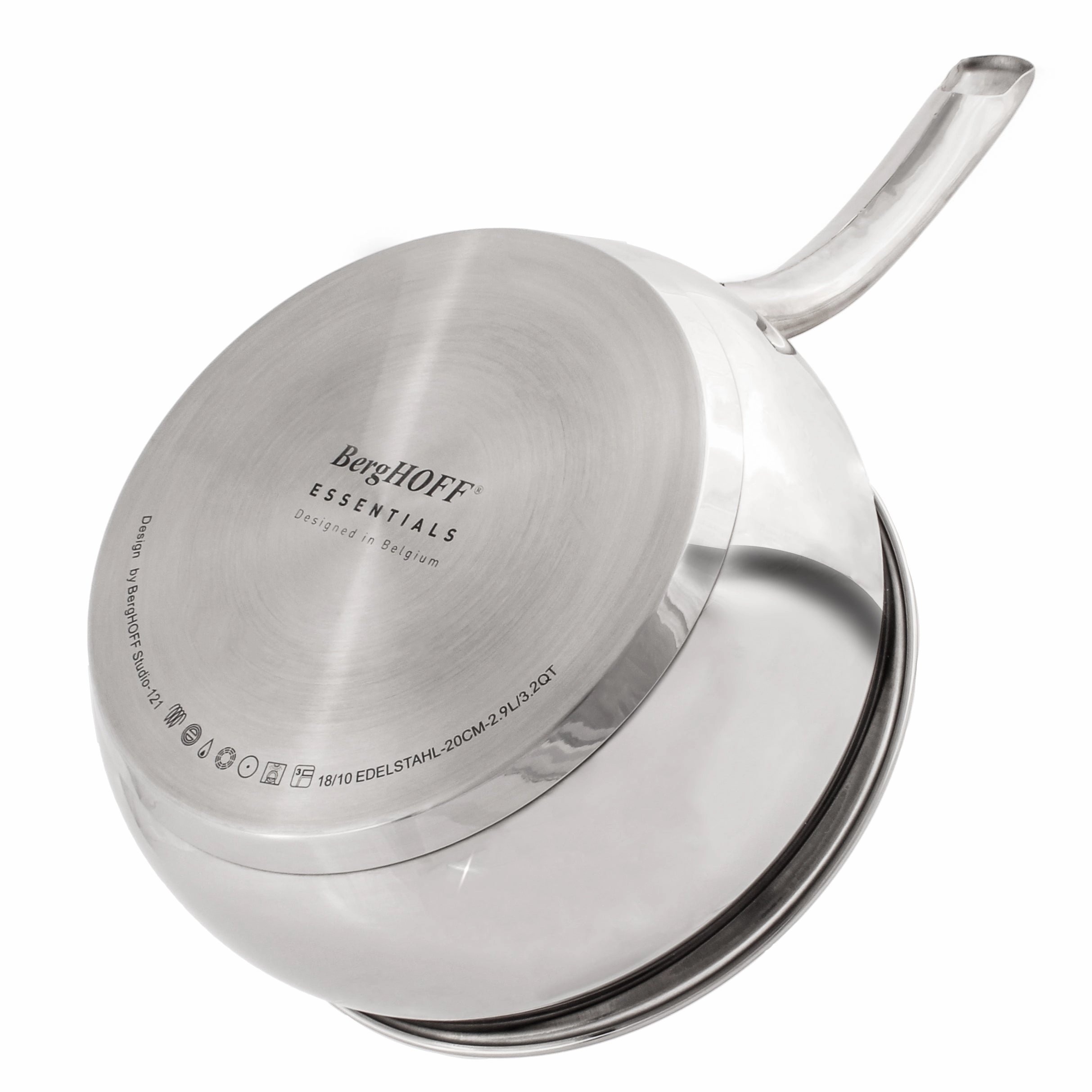 BergHOFF Belly Shape 18/10 Stainless Steel 8" Sauce Pan with SS Lid, 3.2qt.