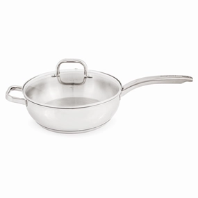 BergHOFF Belly Shape 18/10 Stainless Steel 9.5" Deep Skillet with Glass Lid cookware set,cooking pots,kitchen cookware