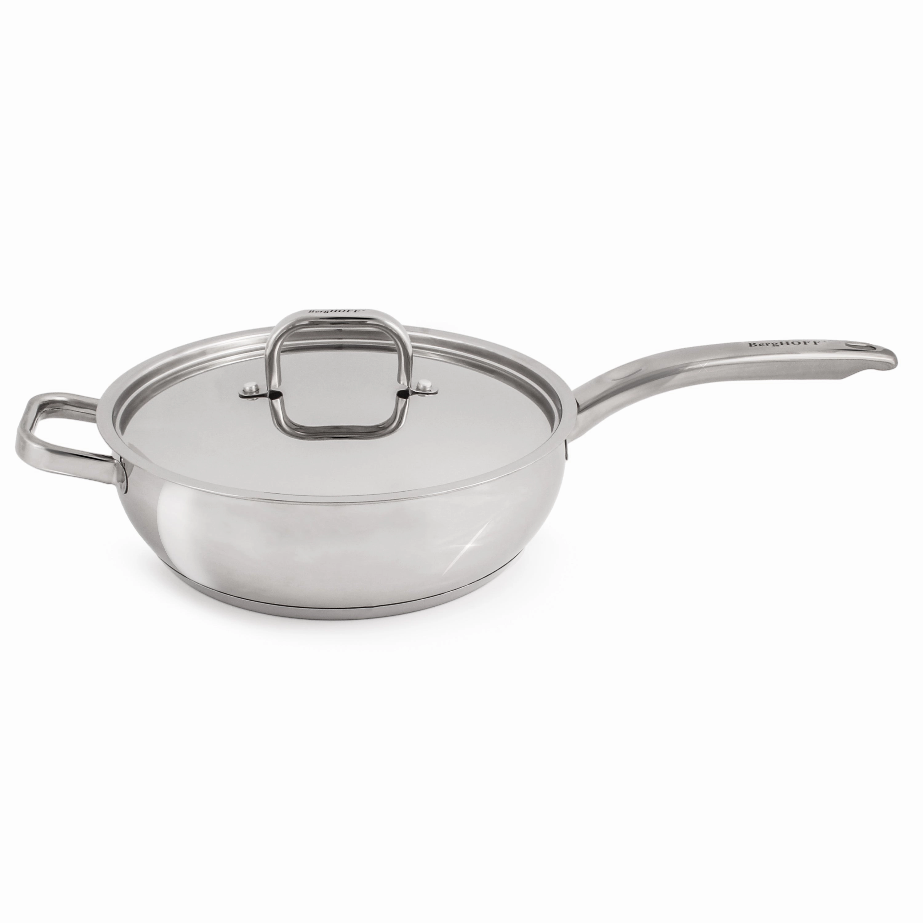 BergHOFF Belly Shape 18/10 Stainless Steel 9.5" Deep Skillet with SS Lid, 3.2qt. cookware set,cooking pots,kitchen cookware