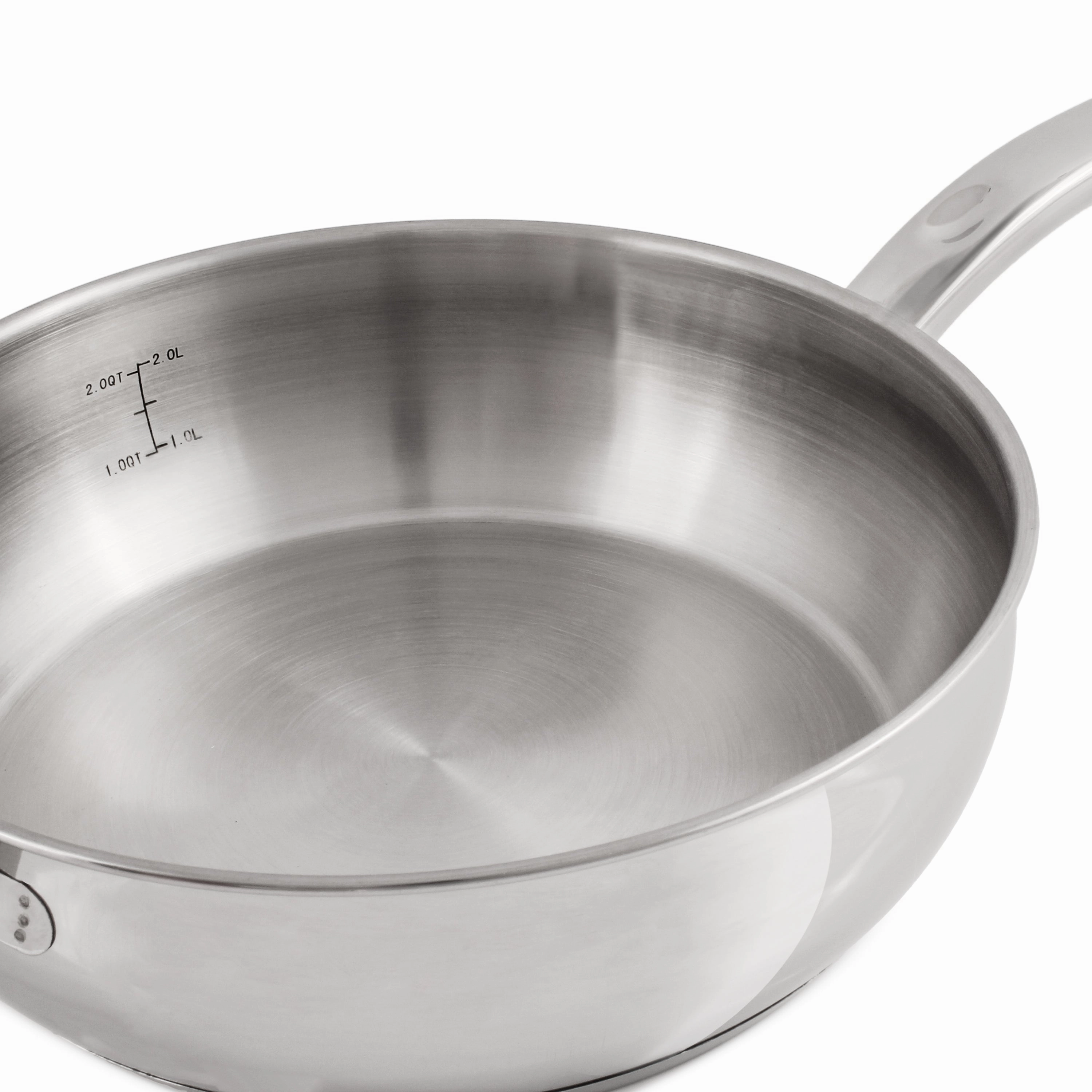 BergHOFF Belly Shape 18/10 Stainless Steel 9.5" Deep Skillet with SS Lid, 3.2qt.