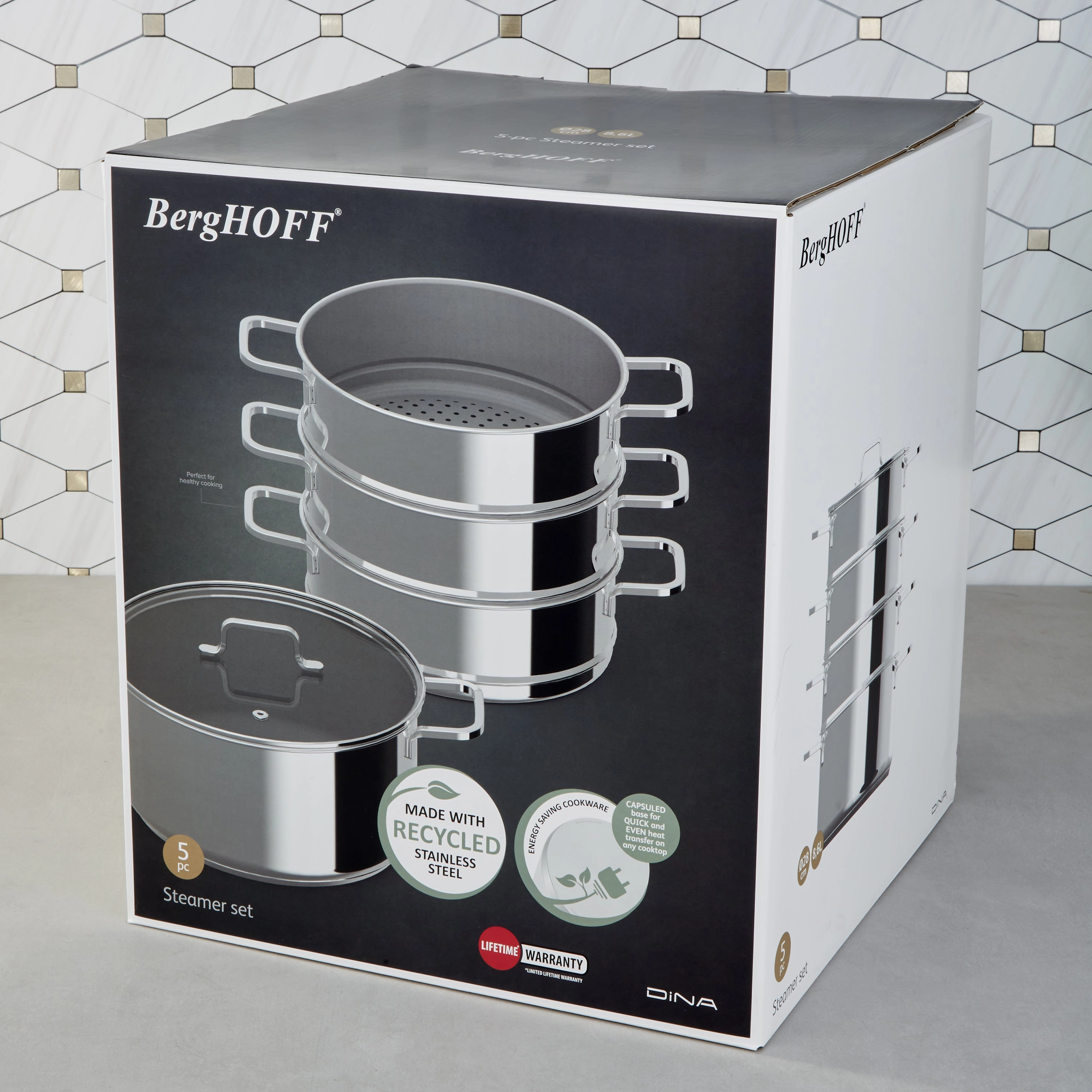 BergHOFF DiNA Helix 18/10 Stainless Steel 5pc Steamer Set, Recycled