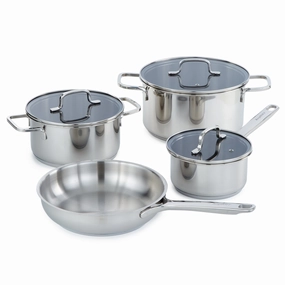 BergHOFF DiNA Helix 18/10 Stainless Steel 7pc Cookware Set with Glass Lids, Recycled cookware set,cooking pots,kitchen cookware