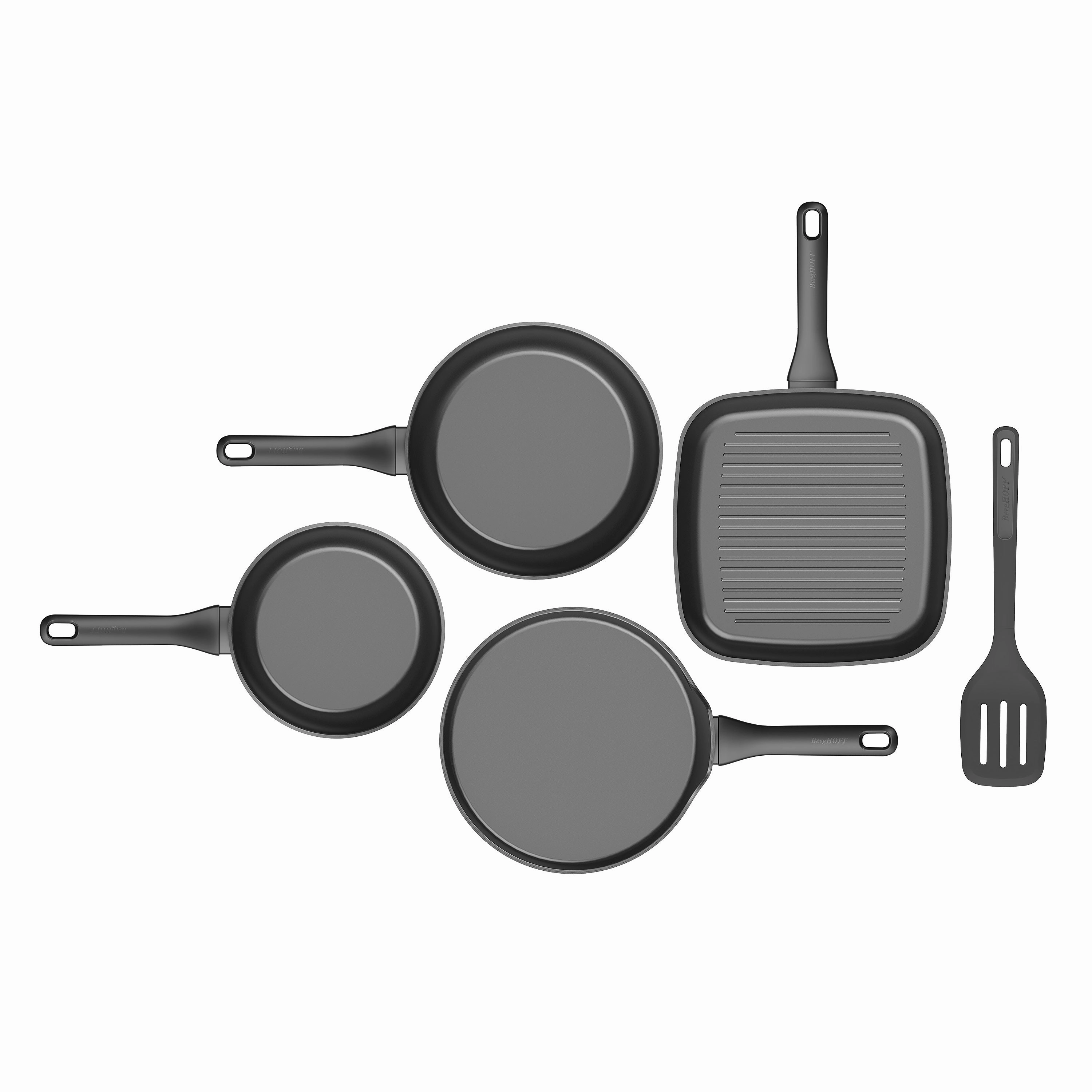 BergHOFF DiNA Helix 5pc Nonstick Specialty Pan Set with Turner, Recycled Aluminum